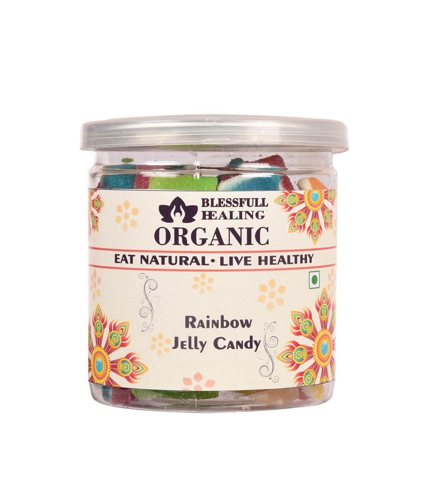 Blessfull Healing Organic Rainbow Jelly Candy 300 Gram Airtight Container (Packing May Vary)