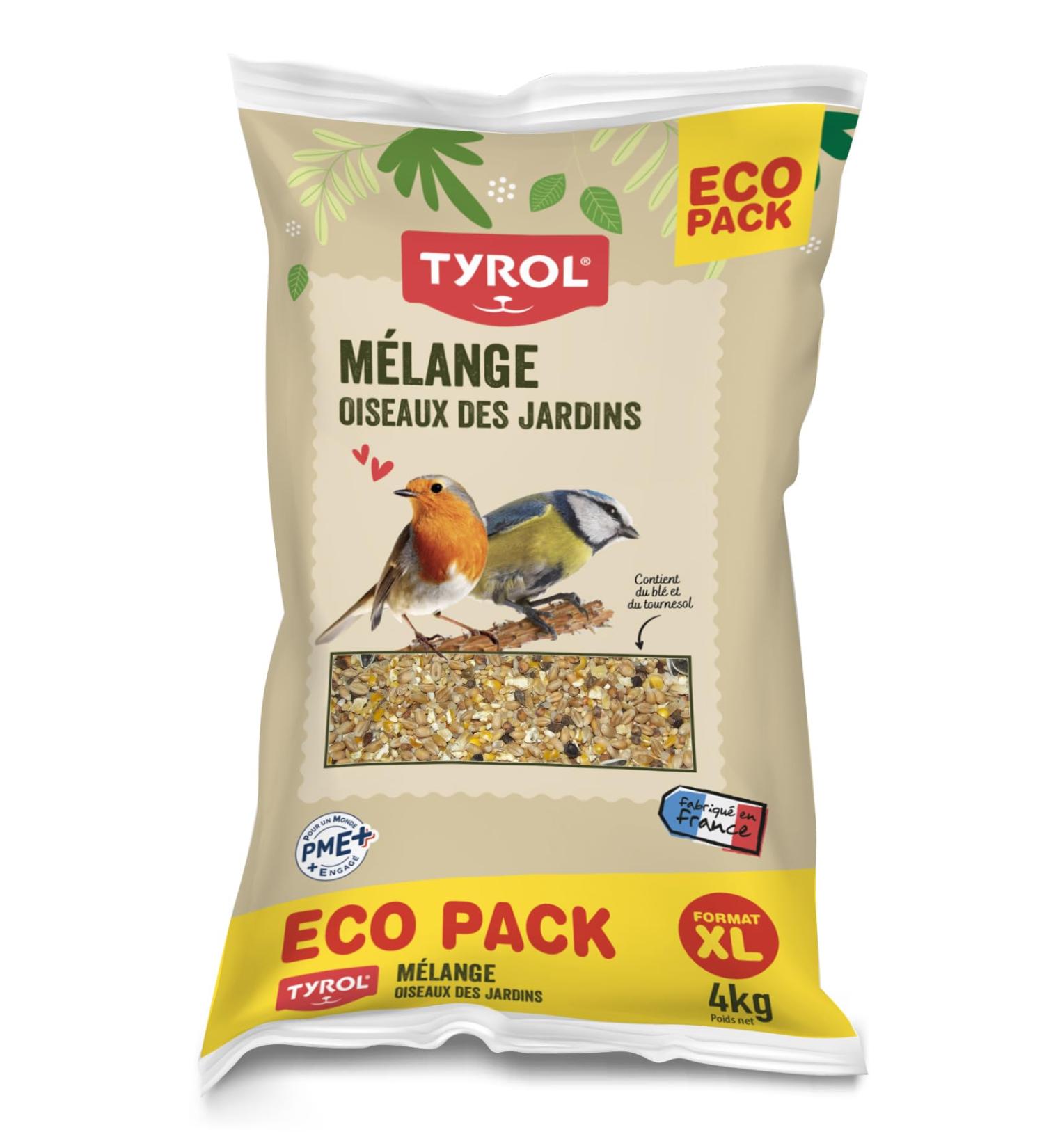 TYROL - Mix of Sky Birds and Wild Birds Seeds - 4kg - Outdoor Bird Food for Robin, Finch, Tit - Bag of Bird Seeds