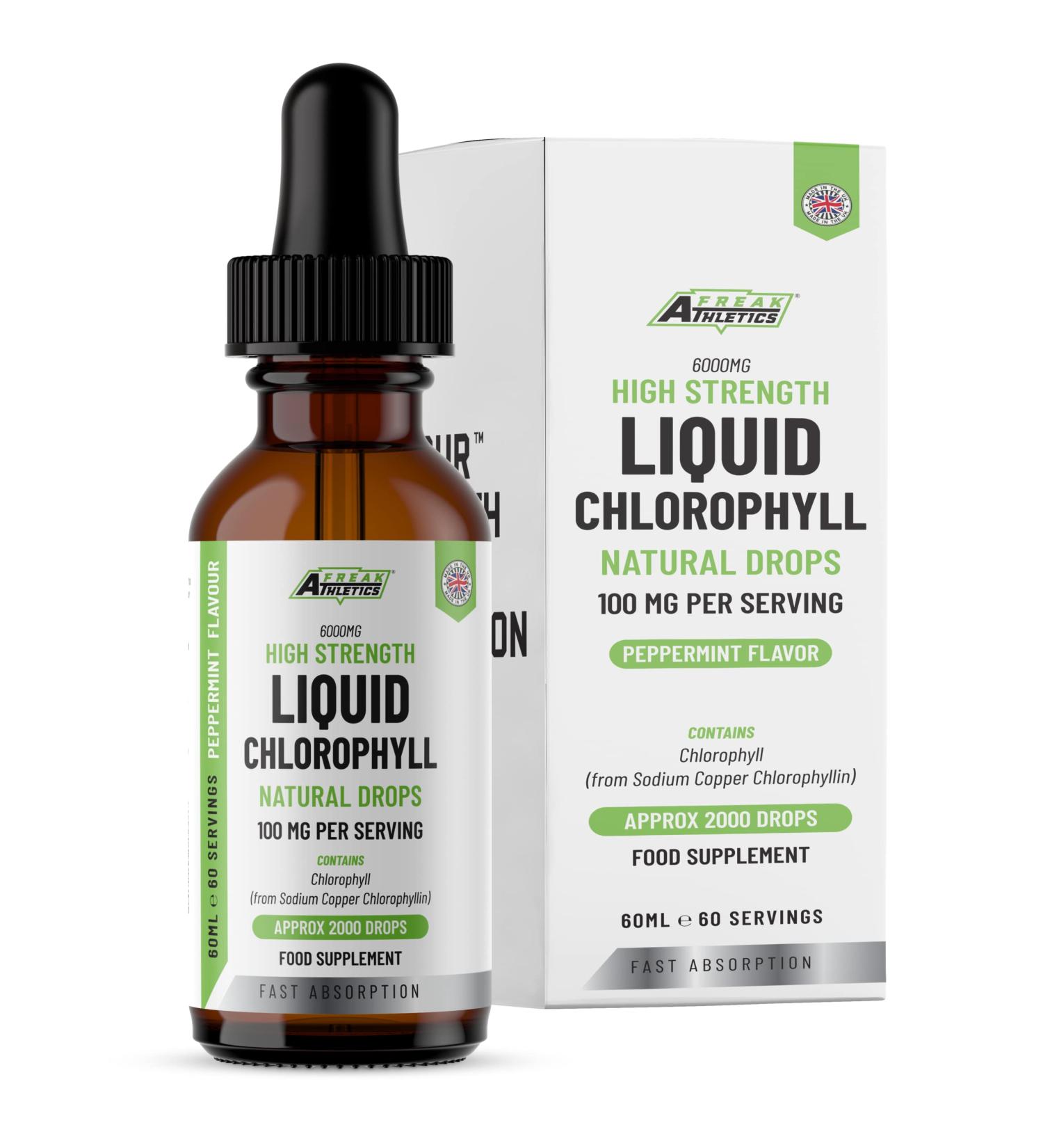 High Strength 100mg Liquid Chlorophyll Drops - 60ml for 60 Servings - 2 Month Supply - Made in UK - Buy Online on GoSupps.com