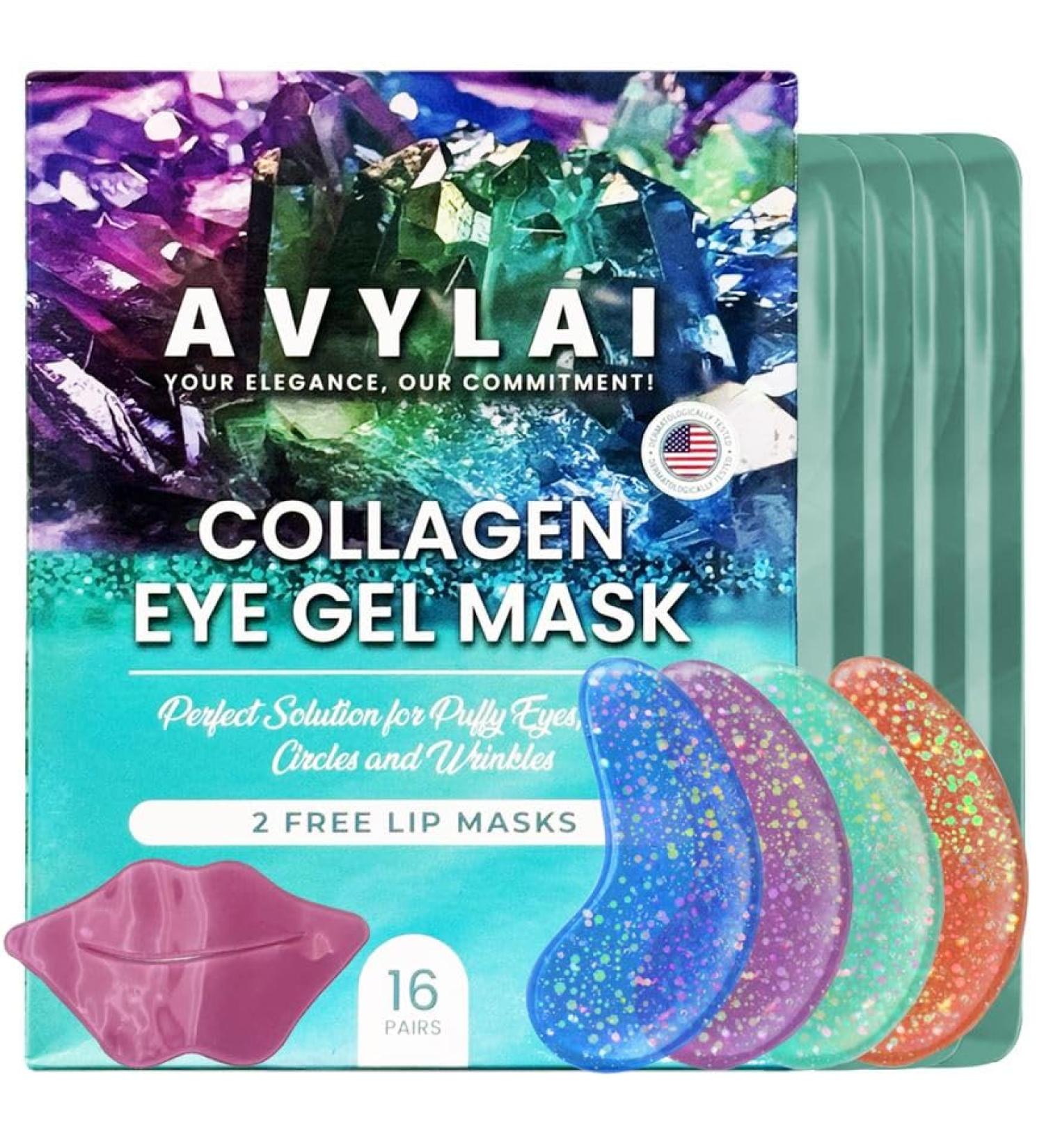 Under Eye Patches - 16 Pairs Collagen Eye Gel Pads & 2 Lip Masks | Vegan & Cruelty-Free | Reduce Puffy Eyes & Dark Circles - Buy Online on GoSupps.com