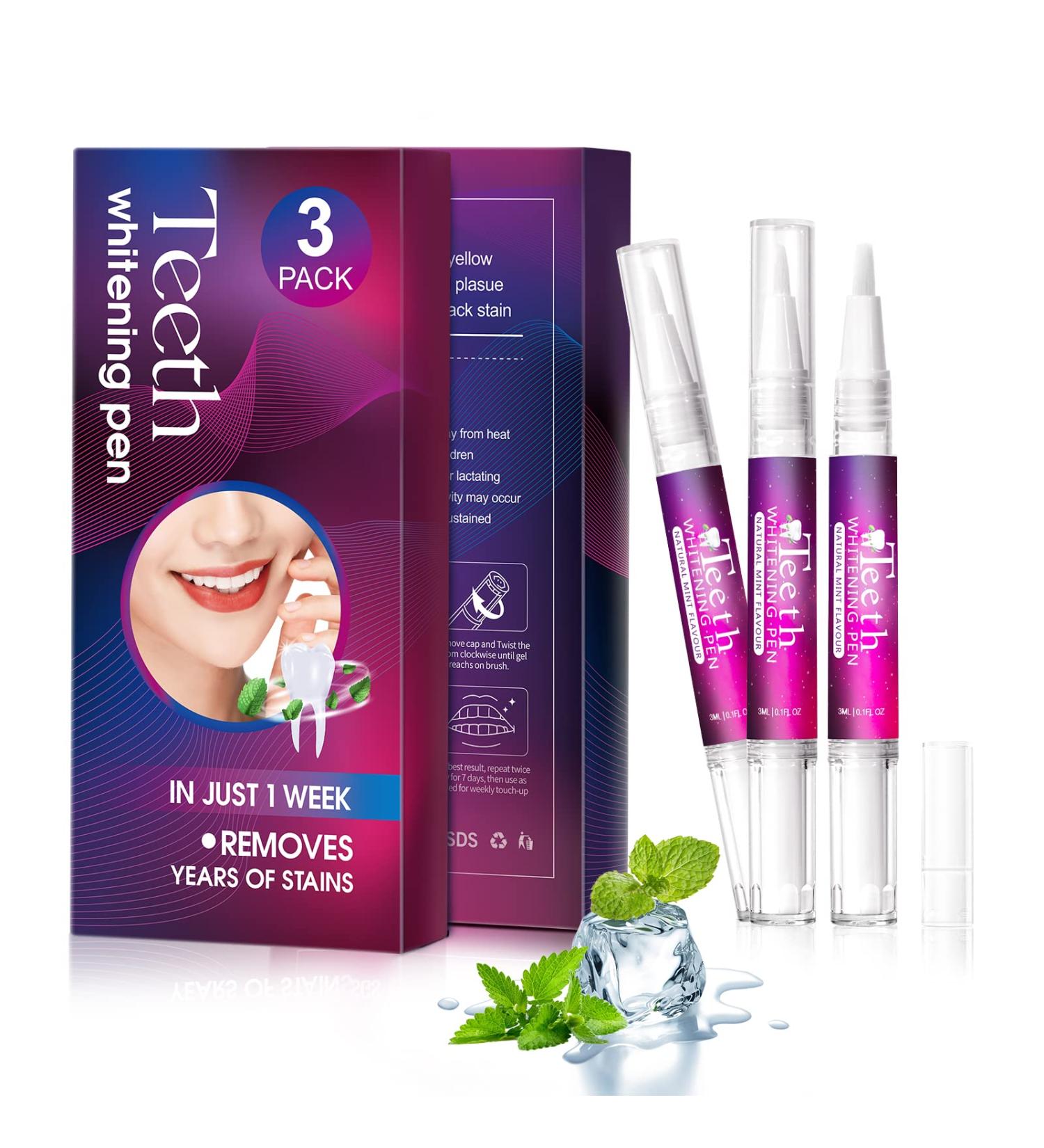 Professional Teeth Whitening Pen (3 Pack) - Fast, Effective & Painless - No Sensitivity - Natural Mint Flavor - Travel-Friendly - Buy Online on GoSupps.com