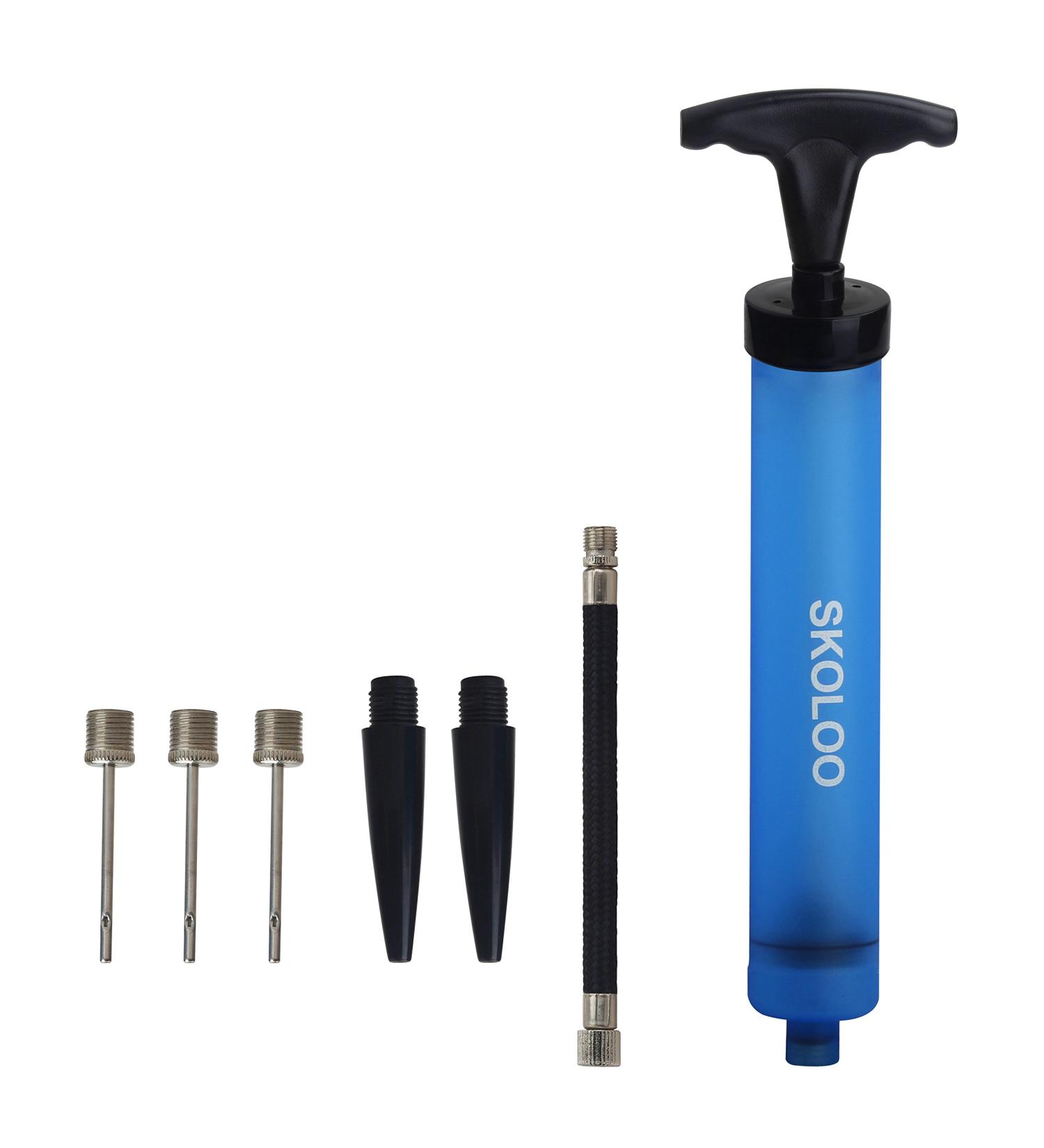 Skoloo Portable Hand Air Ball Pump Inflator Kit | Includes Needle, Nozzle, Extension Hose | For Soccer, Basketball, Football, Volleyball & More | Blue - Buy Online on GoSupps.com