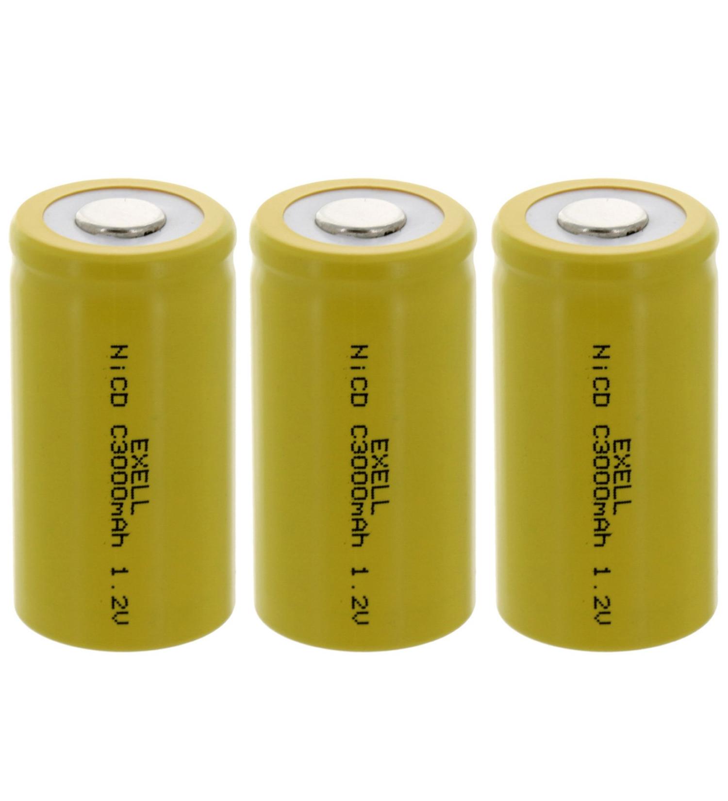 3x Exell C Size 1.2V 3000mAh NiCD Rechargeable Batteries - Ideal for Toys Mobile Devices Instruments & More | International Shipping Available - Buy Online on GoSupps.com