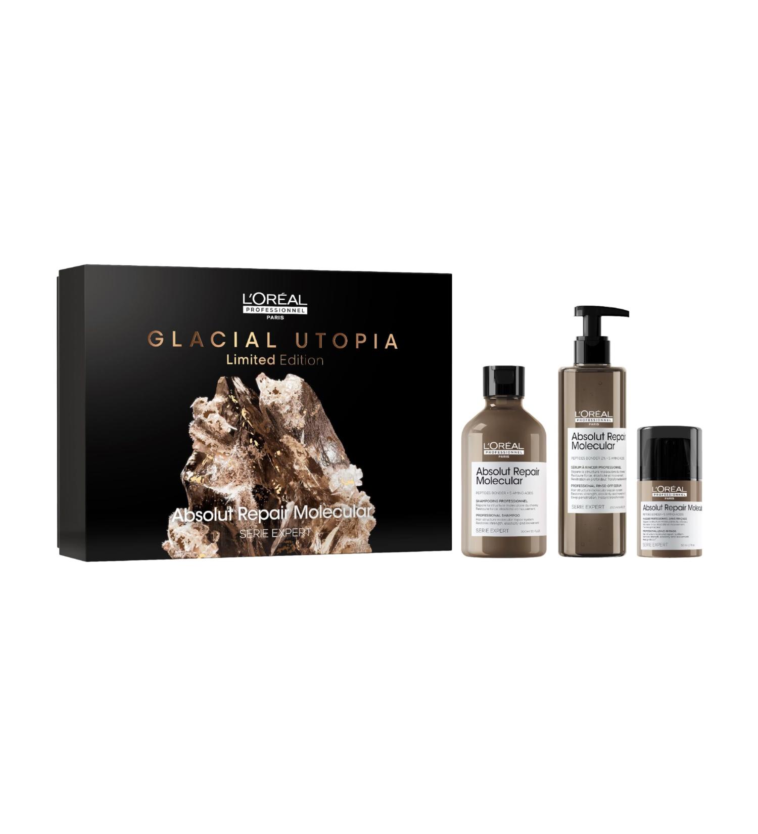 L'Or al Professionnel Absolut Repair Molecular Gift Set Repairing Routine Damaged Hair Shampoo + Rinse-Out Serum + Leave-In Mask Trio Serie Expert Limited Edition - Buy Online on GoSupps.com