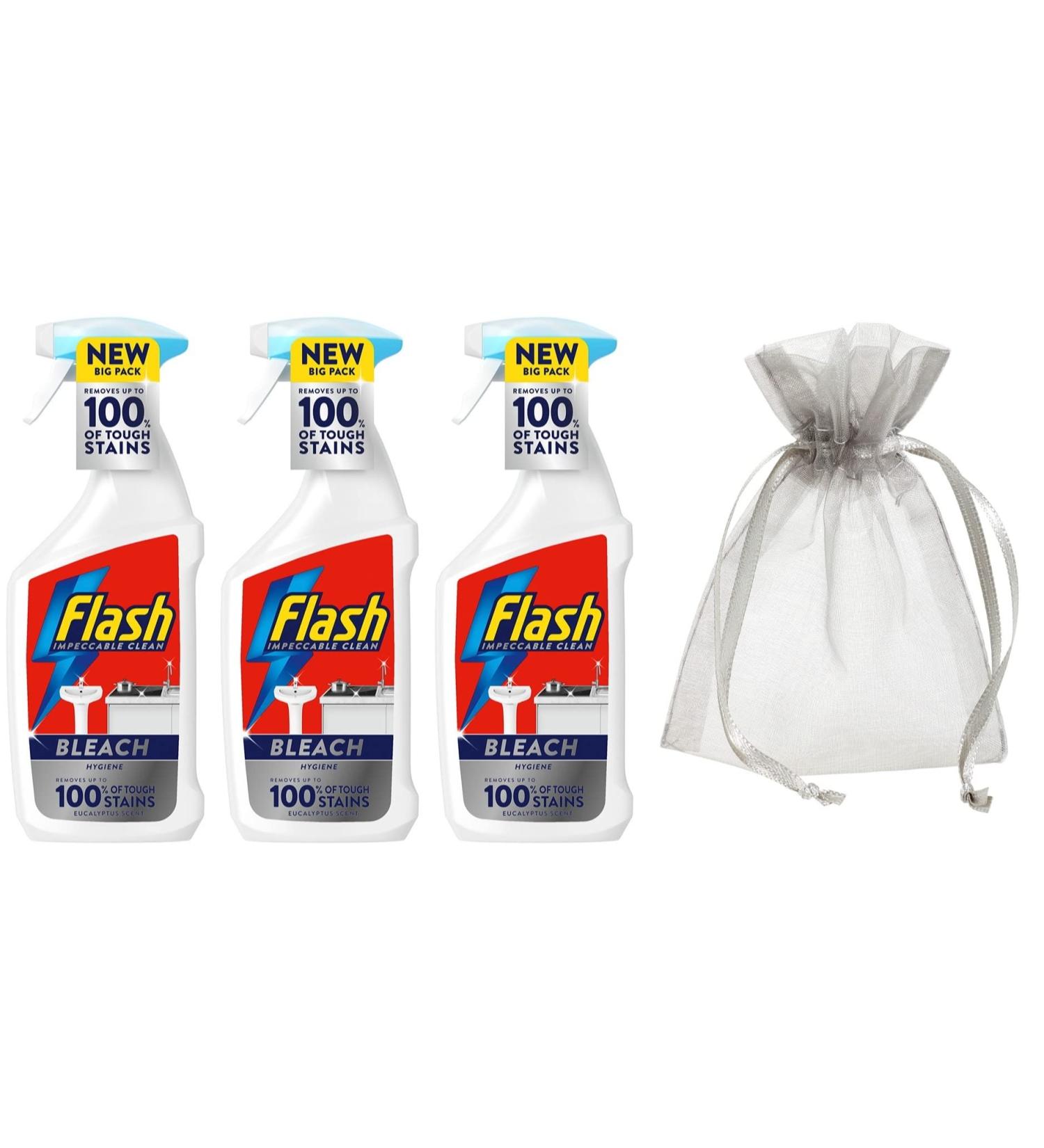 Flash with Bleach Multi Purpose Cleaning Spray Eucalyptus Scent 3Pk 3 x 800ml + Our Gift for You: Organza Bag Size 9x7x0.1cm - Buy Online on GoSupps.com
