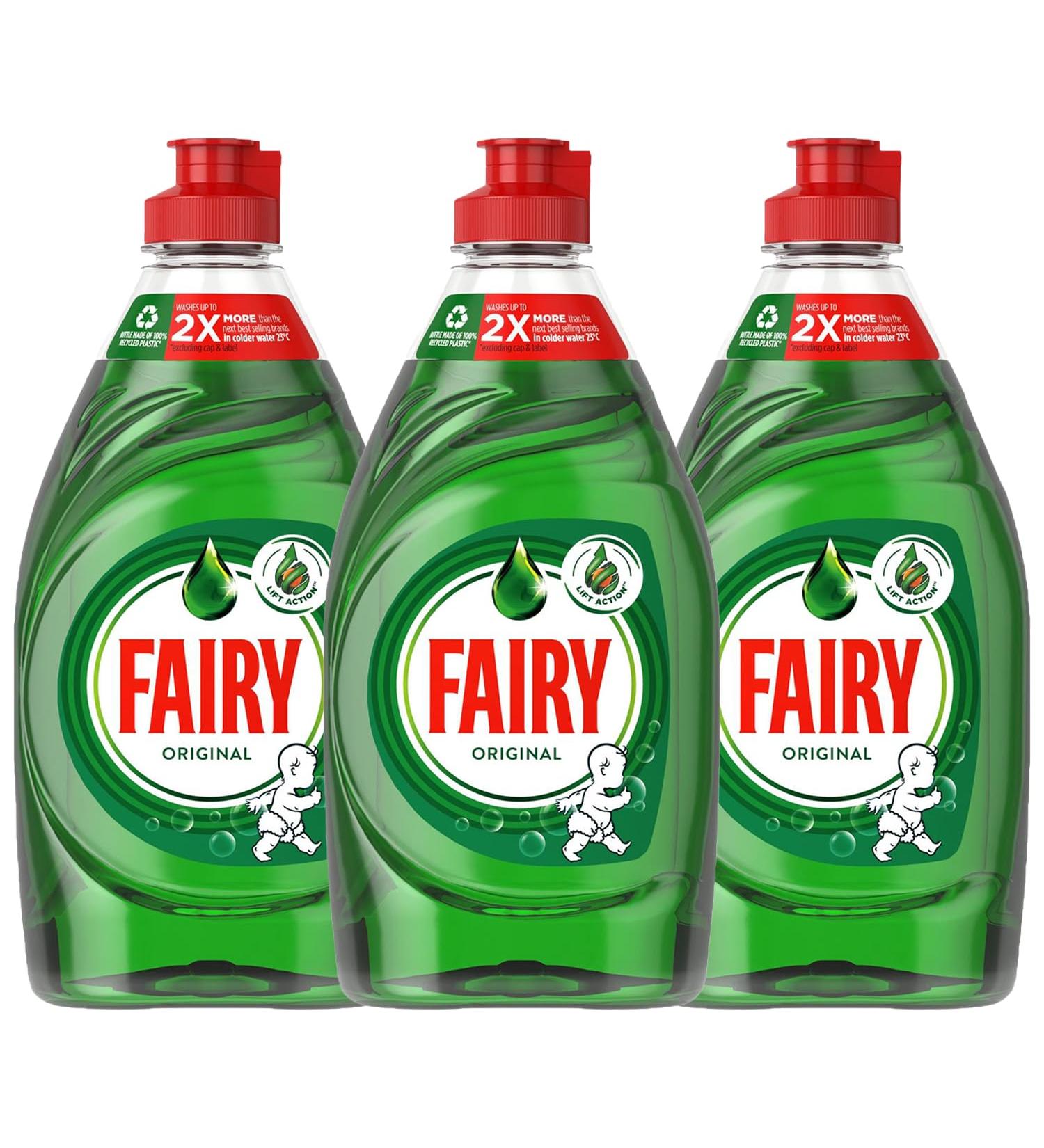 Fairy Original Clean & Fresh Washing Up Liquid Green with LiftAction 3 x 320ml Original (3 Packs) - Buy Online on GoSupps.com