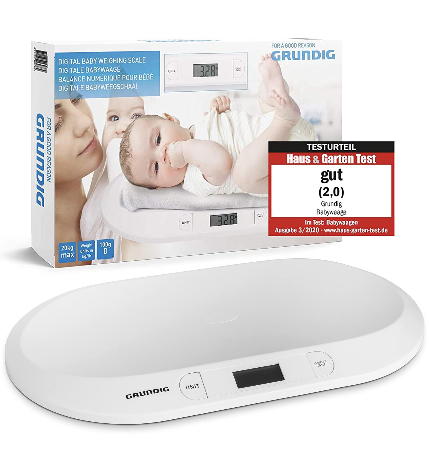 Grundig Babyhage - Digital Children's Scale up to 20kg with LED Display High Accuracy & Tara Function for Weight Control from Birth - Buy Online on GoSupps.com