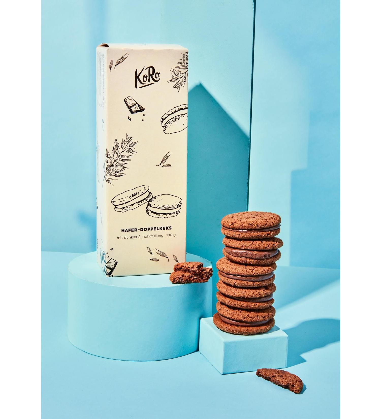 KoRo - Oatmeal cookies with dark chocolate filling 180g - Buy Online on GoSupps.com