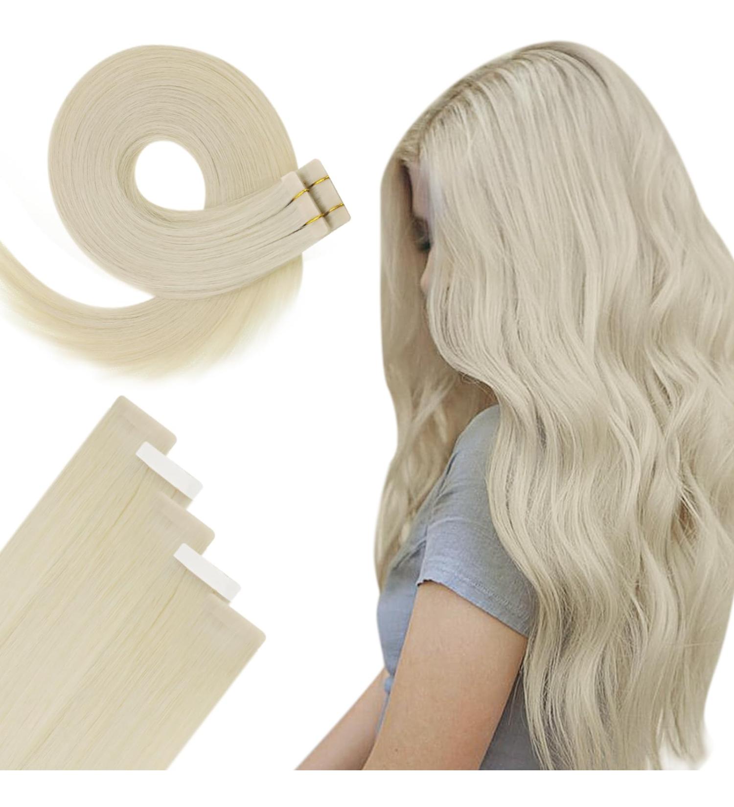 Hetto Real Hair Extensions - Remy Tape-In Blonde Hair #60 | 5PCs 22 Inch 12.5g | Premium Quality - Buy Online on GoSupps.com