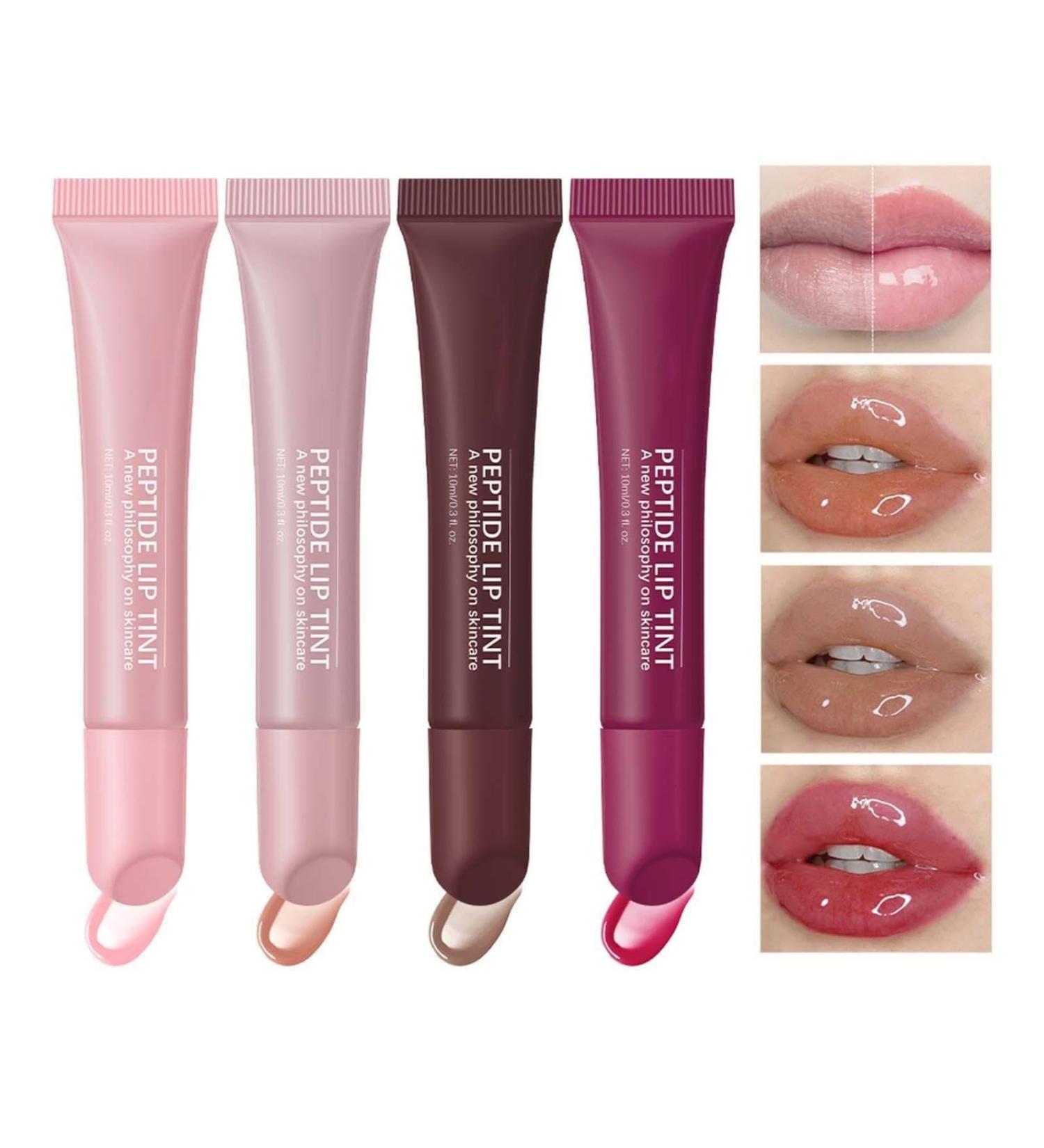 Peptide Tinted Lip Balm Peptide Lip Tint 4pcs Long Lasting Glossy Lip Gloss Sheer Color and Hydrating Finish Lightens Lip Lines Anti-Drying And Tender Lipstick Valentine's Day Lipstick Set - Buy Online on GoSupps.com