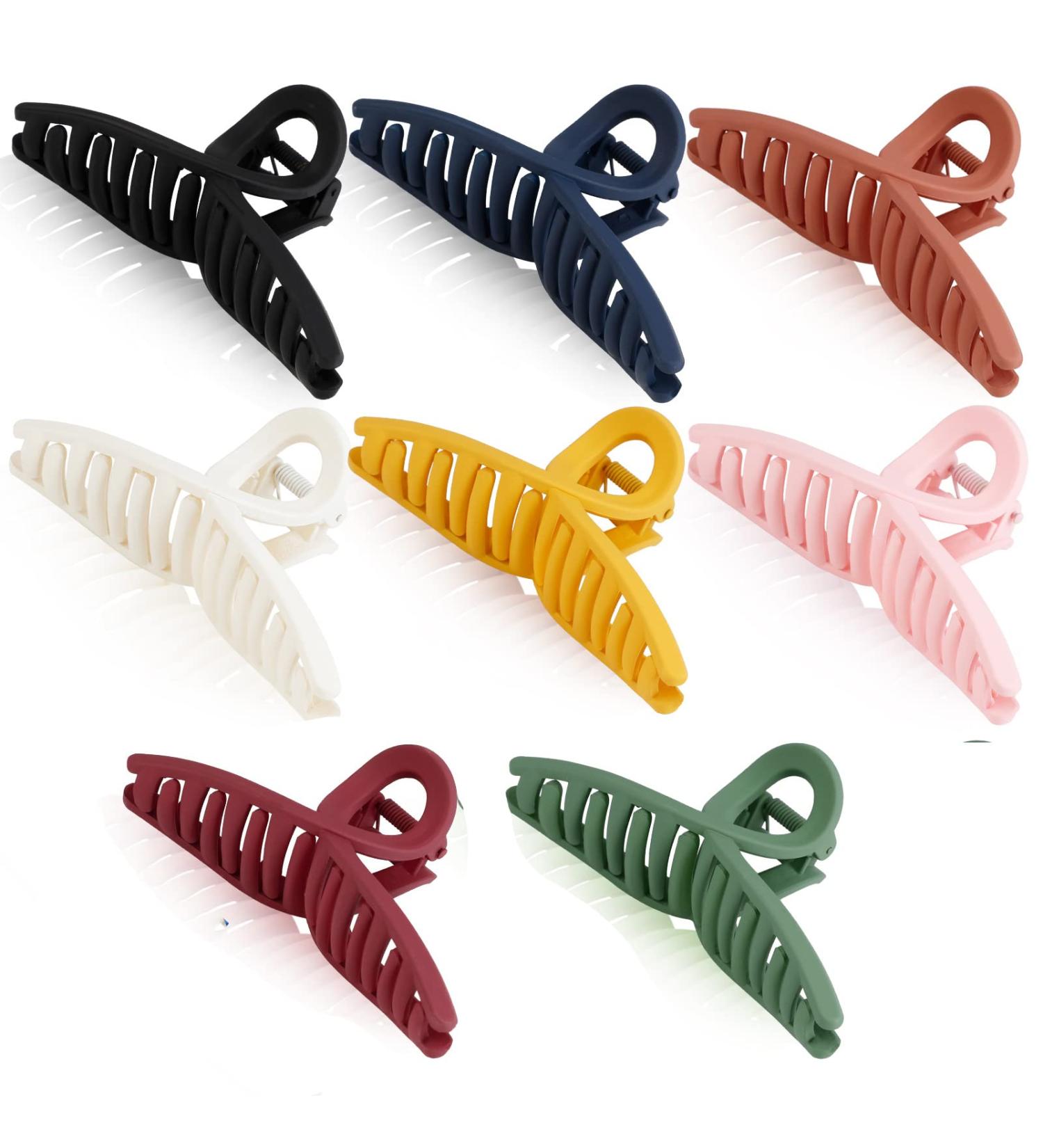 Fascigirl Large Butterfly Hair Claw Clips - Set of 8 Colors, Strong Hold for Thin Hair, Matte Finish Jaw Clips, Non-slip Banana Claw Design - Hair Styling Accessories for Women and Girls - Yellow/Orange - Buy Online on GoSupps.com