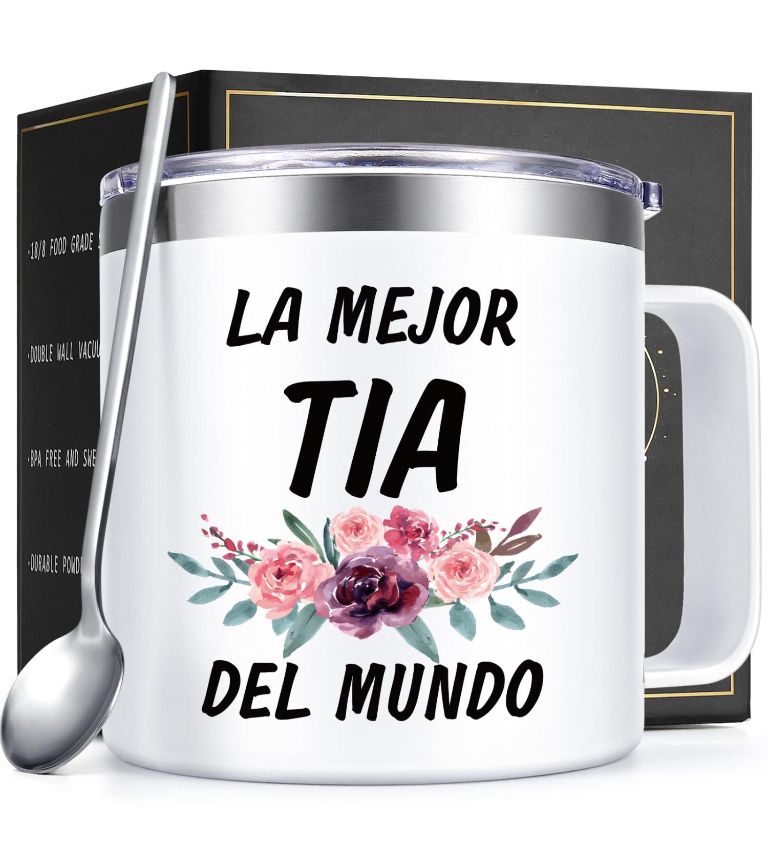 Lifecapido Aunt Gifts Tia Gifts from Niece Nephew Best Aunt Ever Gifts La Mejor tia Del Mundo Insulated Coffee Mug with Lid Mother's Day Christmas Birthday Gifts for Aunt Auntie 14OZ - Buy Online on GoSupps.com