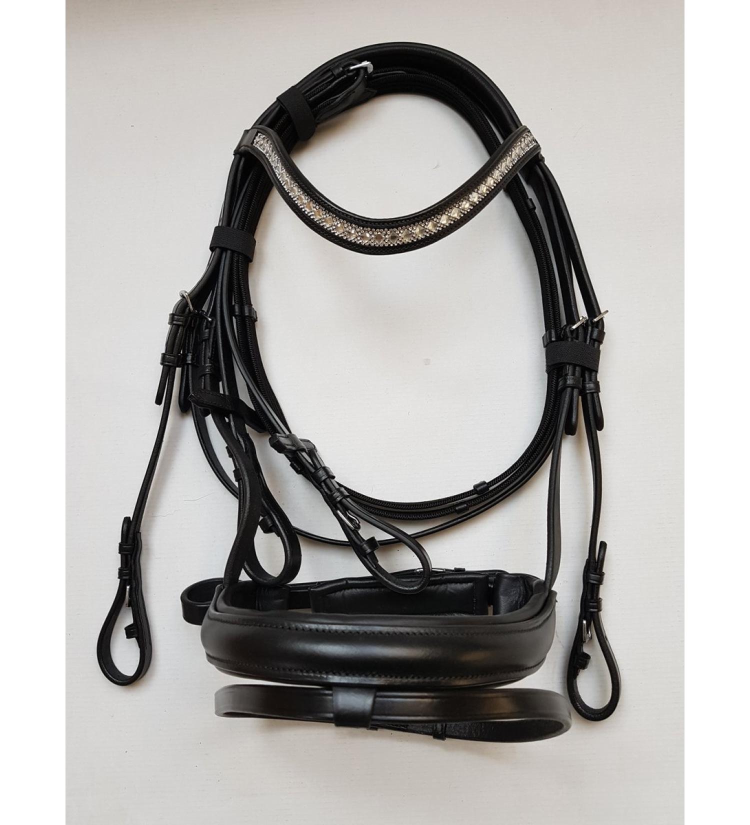 Buy Nilo Bridle Horse Hanna (Full) - Rhinestone Head Straps & Reins - High-Quality Black Bridle for Warmbloods - Buy Online on GoSupps.com