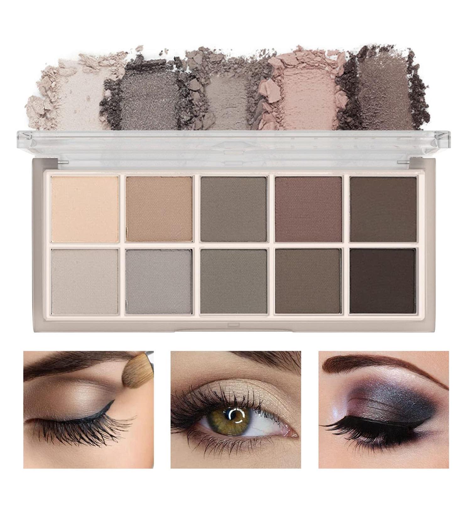 10 Color Matte Eyeshadow Palette | Waterproof & Long Lasting Korean Makeup for Older Women - Sweetmint Cement Color - Buy Online on GoSupps.com