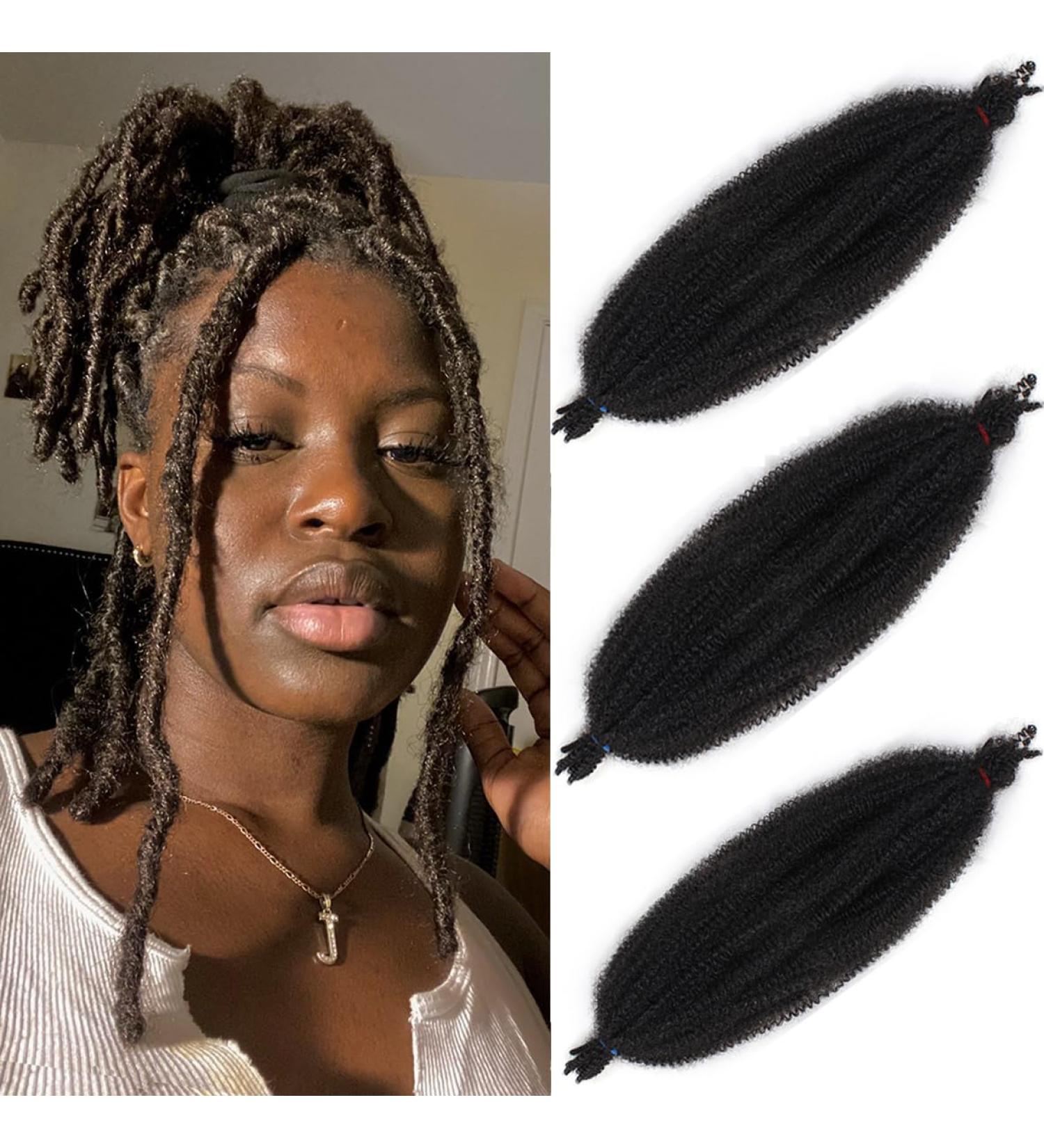 LEEVE 20 Inch Springy Twist Hair - Pre-Separated 3 Packs for Marley Locs & Braiding | Afro Kinky Extensions (1B) - Buy Online on GoSupps.com