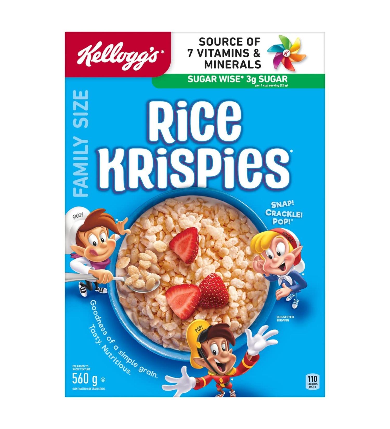 Kellogg's Rice Krispies Cereal Family Size 560g - Delicious Breakfast Cereal - Buy Online on GoSupps.com