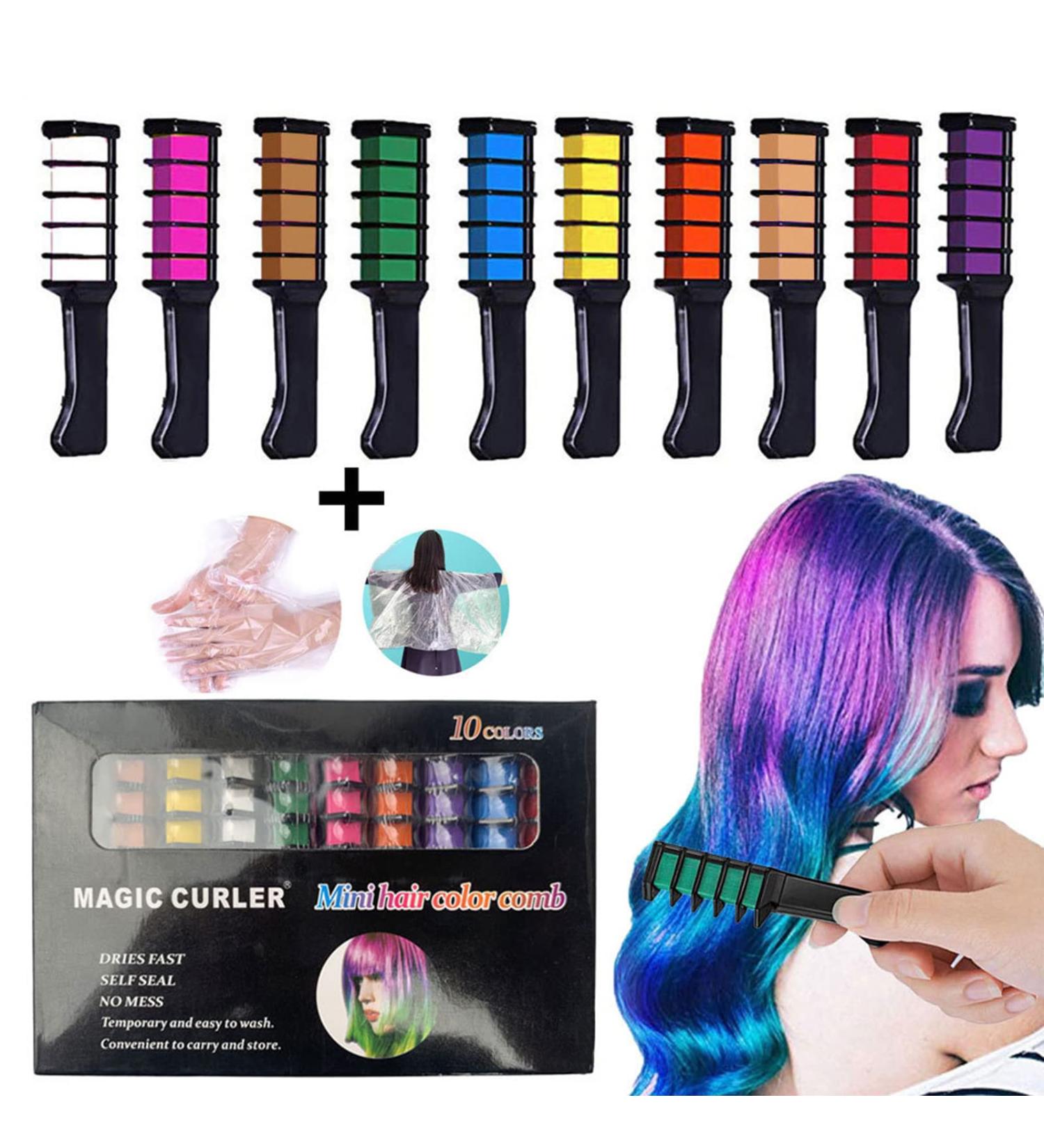 Chseeo 10 Colors Hair Chalk Kit for Kids - Fun & Safe Hair Coloring with Gloves & Scarf | Perfect Gift for 6-Year-Old Girls - Buy Online on GoSupps.com