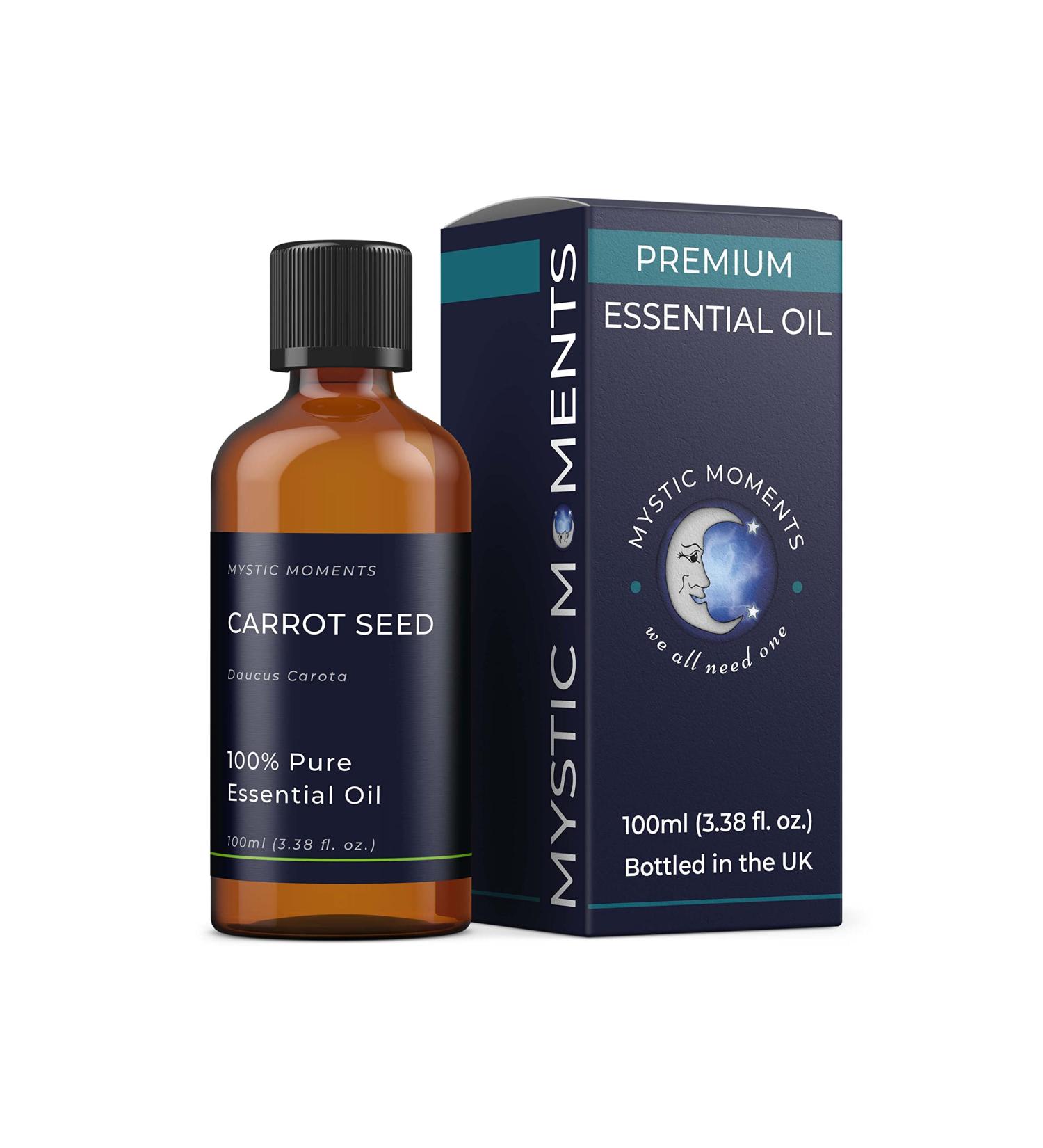 Mystic Moments Carrot Seed Essential Oil 100ml | Pure Natural Oil for Diffusers Aromatherapy & Vegan Massage Mixtures | GVO-Free - Buy Online on GoSupps.com