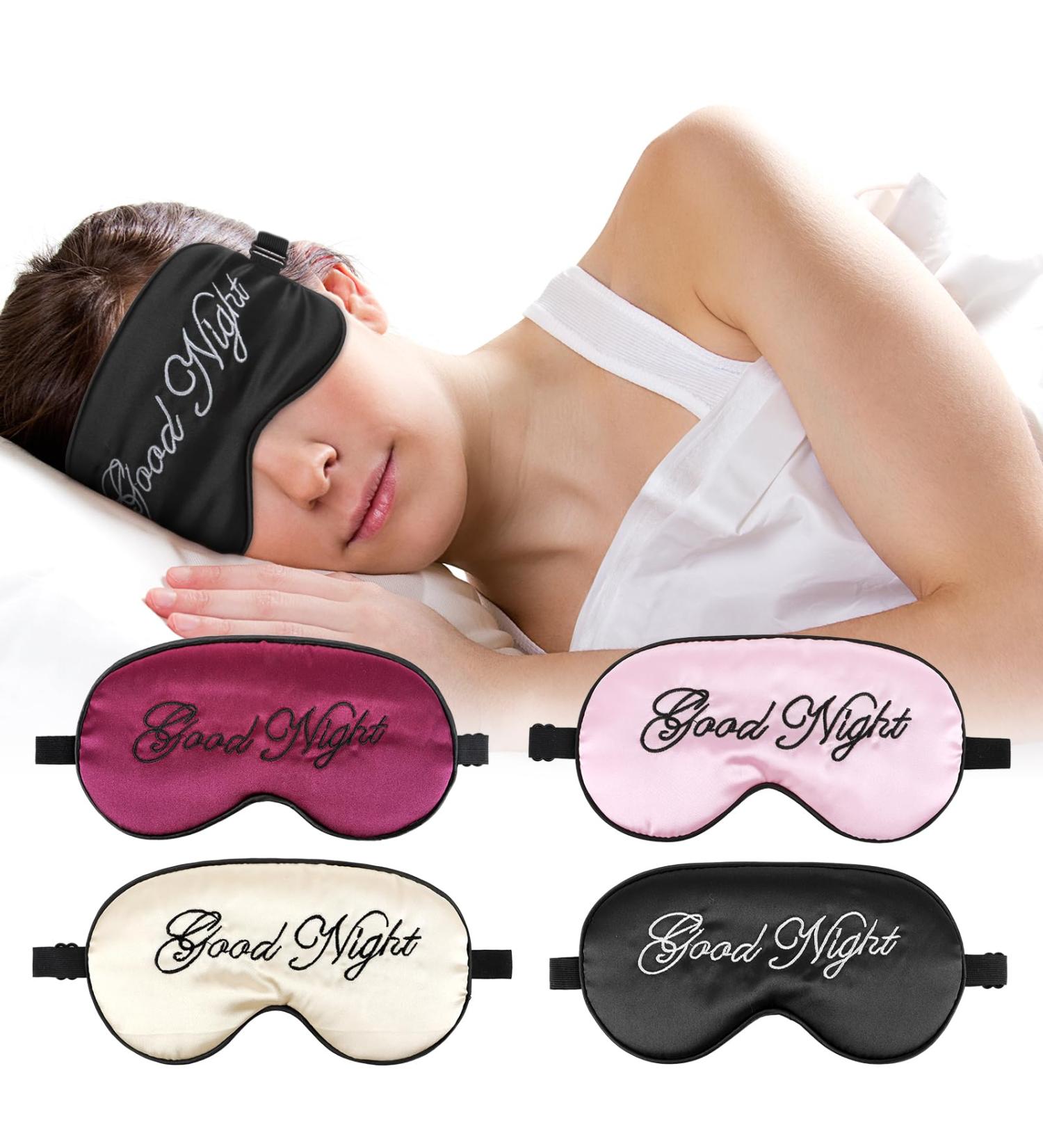 4Pcs Satin Sleeping Mask Set - Soft Blackout Eye Masks with Adjustable Straps for Comfort | Ideal for Sleep Meditation and Travel - Unisex for Women Men & Kids - Buy Online on GoSupps.com