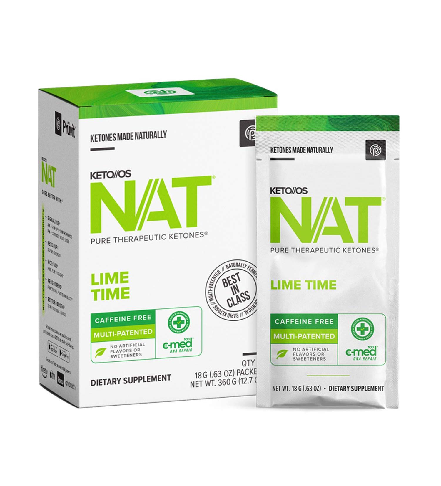 Keto//OS NAT Lime Time Caffeine Free Exogenous Ketones BHB Salts - 20 Count - Workout Energy Boost for Men and Women - Buy Online on GoSupps.com