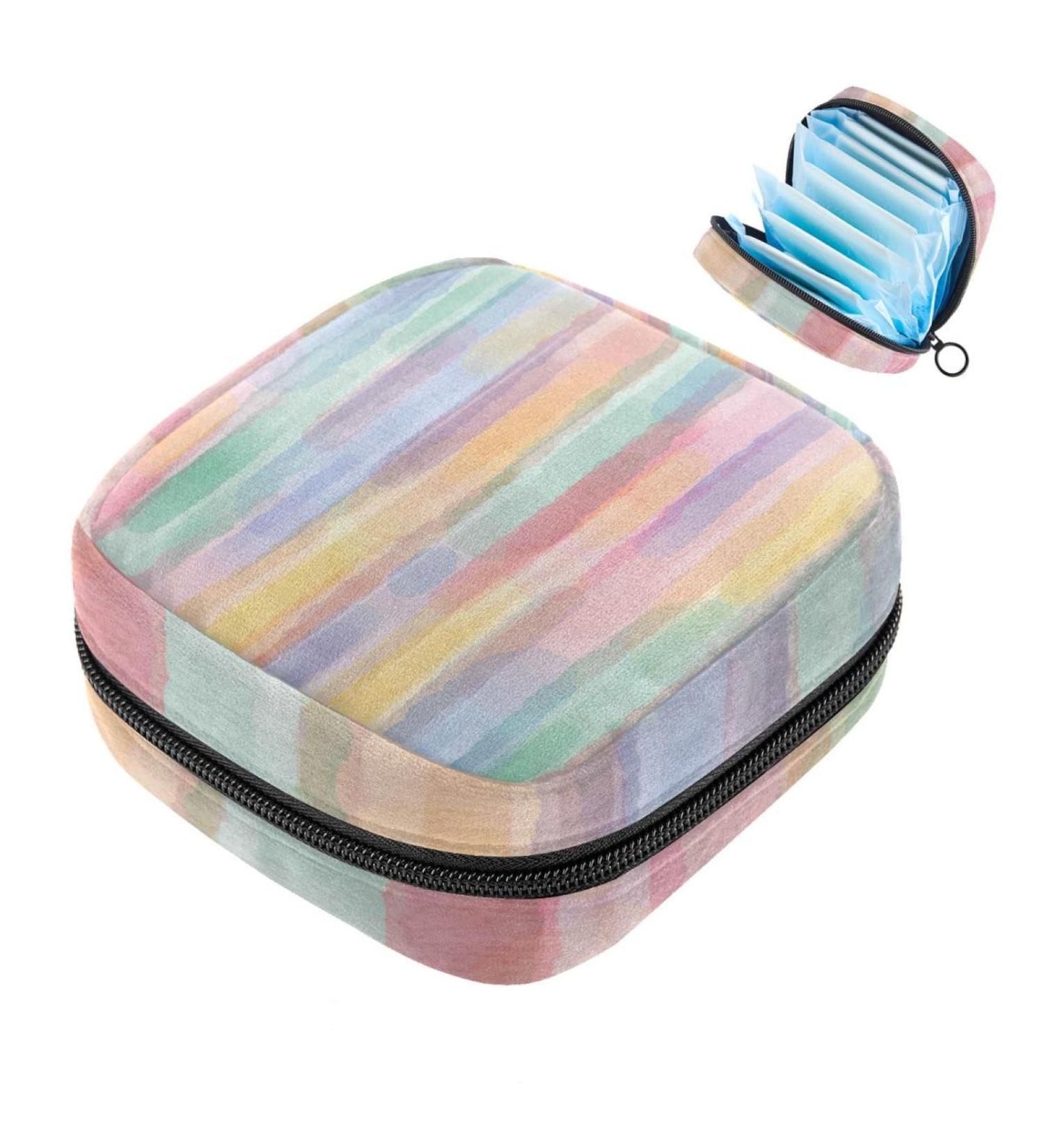 Colorful Striped Storage Bags for Women | Portable Holder for Bandages Paints Menstrual Pads & More | Ideal for School & Office - Buy Online on GoSupps.com