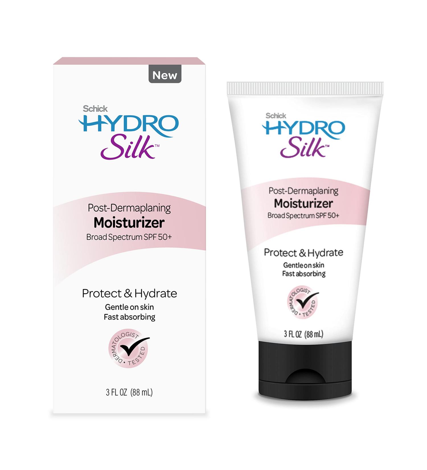 Schick Hydro Silk Post-Dermaplaning Moisturizer SPF 50+ | Travel Size Face Lotion for Women | 3oz Moisturizer with Sunscreen - Buy Online on GoSupps.com