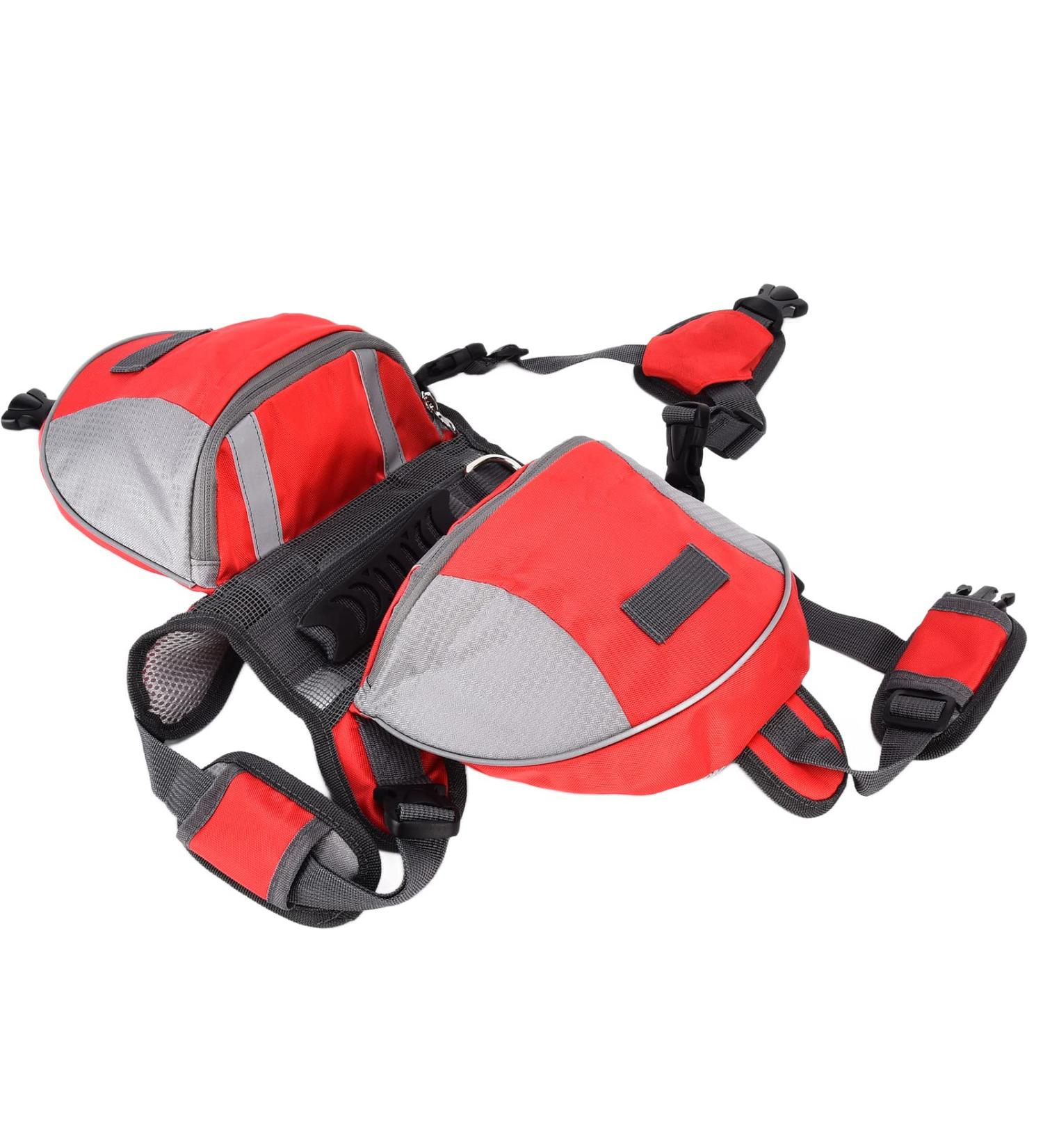 Dog Saddle Bag - Breathable Waterproof Backpack with Reflective Strip for Small Medium & Large Dogs - Durable Nylon - Red (Large) - Buy Online on GoSupps.com