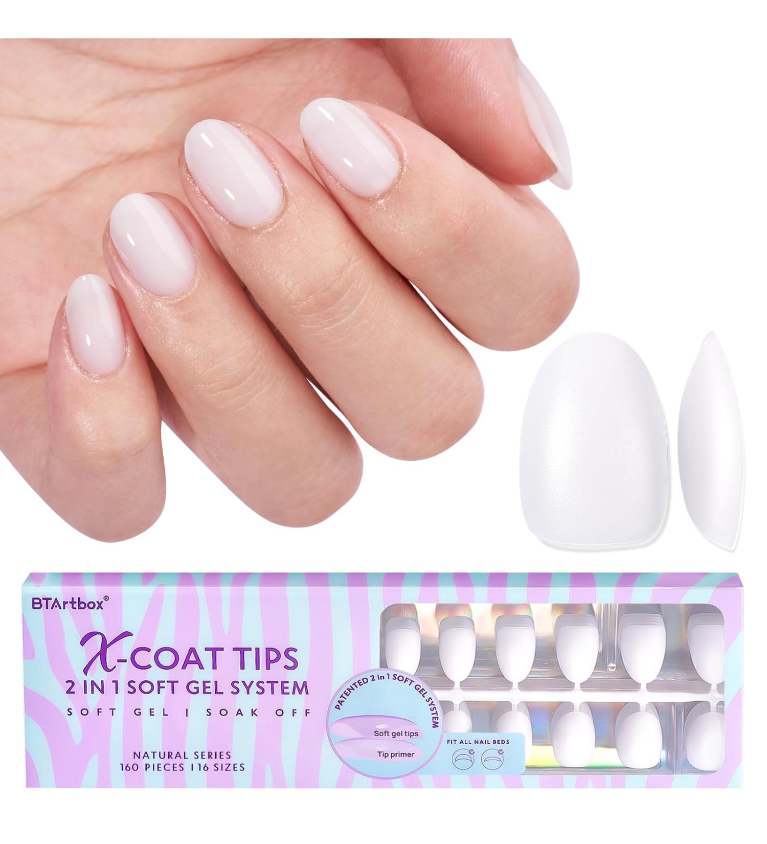 Buy BARTBOX Extra Short Almond Nail Tips - 150 Soft Gel Full Cover Press-On Nails with Primer - Perfect for Nail Extensions & Art - XXS Almond White - Buy Online on GoSupps.com
