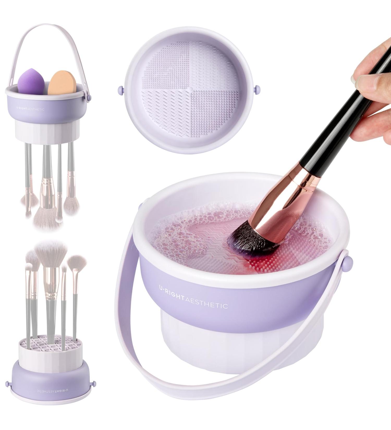 3 in 1 Silicone Makeup Brush Cleaner Bowl - Drying Holder & Cleaning Mat Tool for Cosmetic Brushes | International Shipping Available - Buy Online on GoSupps.com