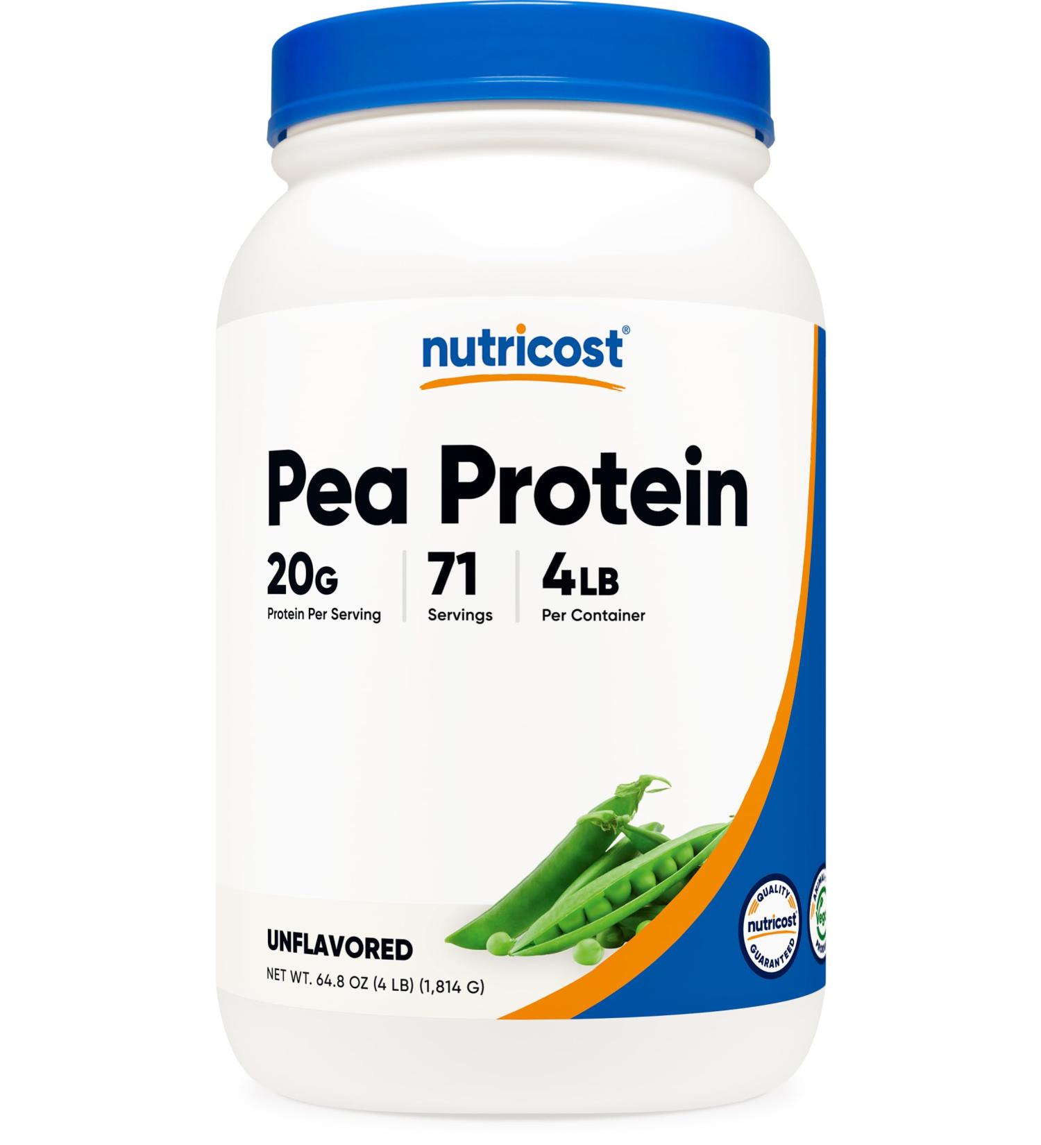 Nutricost Pea Protein Powder (4 LBS) Unflavored - 20g of Vegan Pea Protein Isolate GMO-Free Gluten-Free 71 Servings 4.05 Pound (Pack of 1) - Buy Online on GoSupps.com