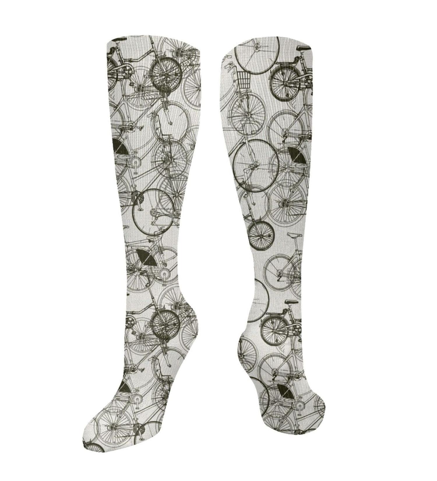 Buy Retro Hand-Drawn Compression Socks for Men & Women | 15-20 mmHg Circulation Support for Running & Cycling - Buy Online on GoSupps.com