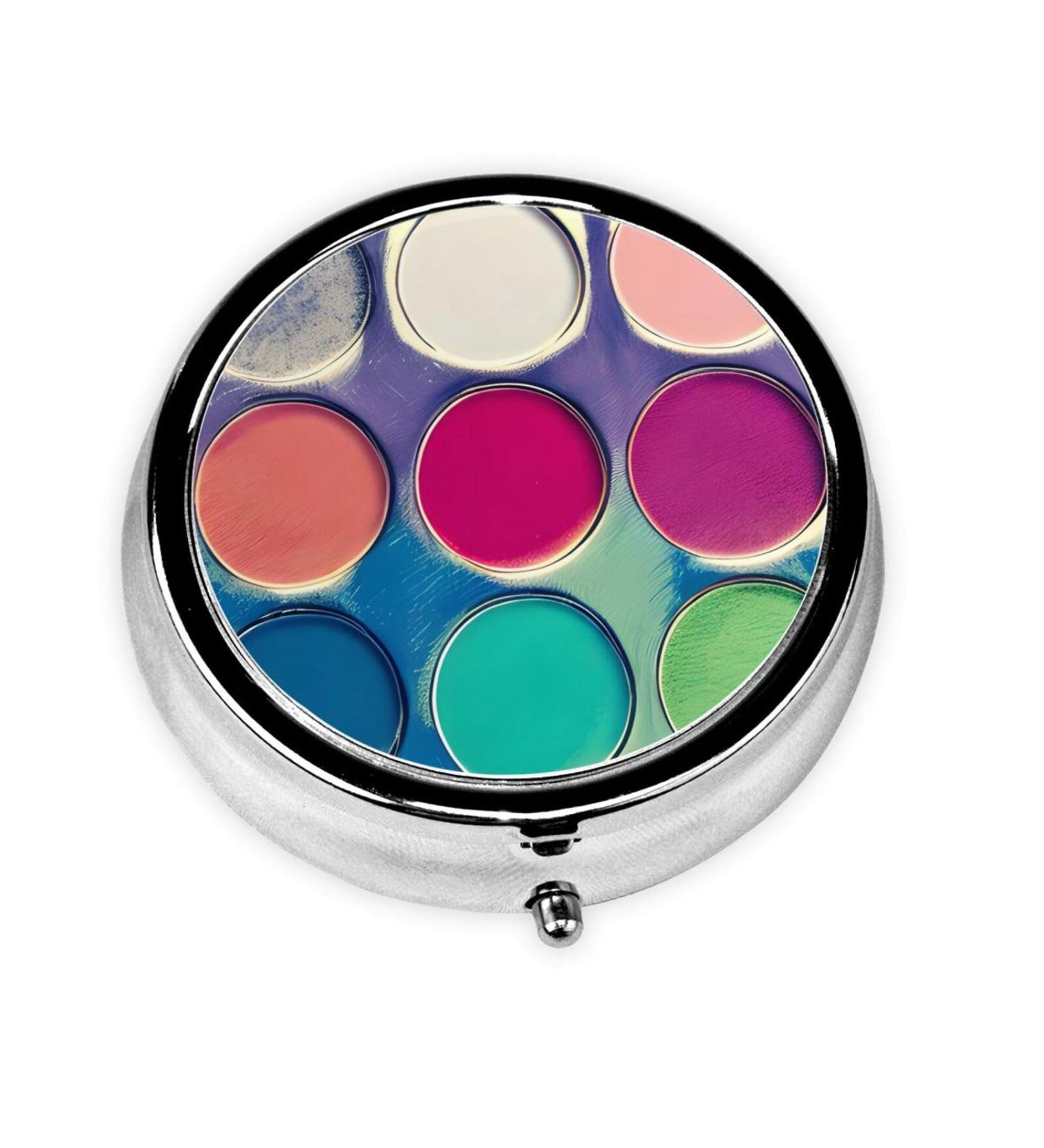 Round Color Palette Pill Box - 3 Compartment Travel Organizer | Portable & Convenient for International Shipping - Buy Online on GoSupps.com