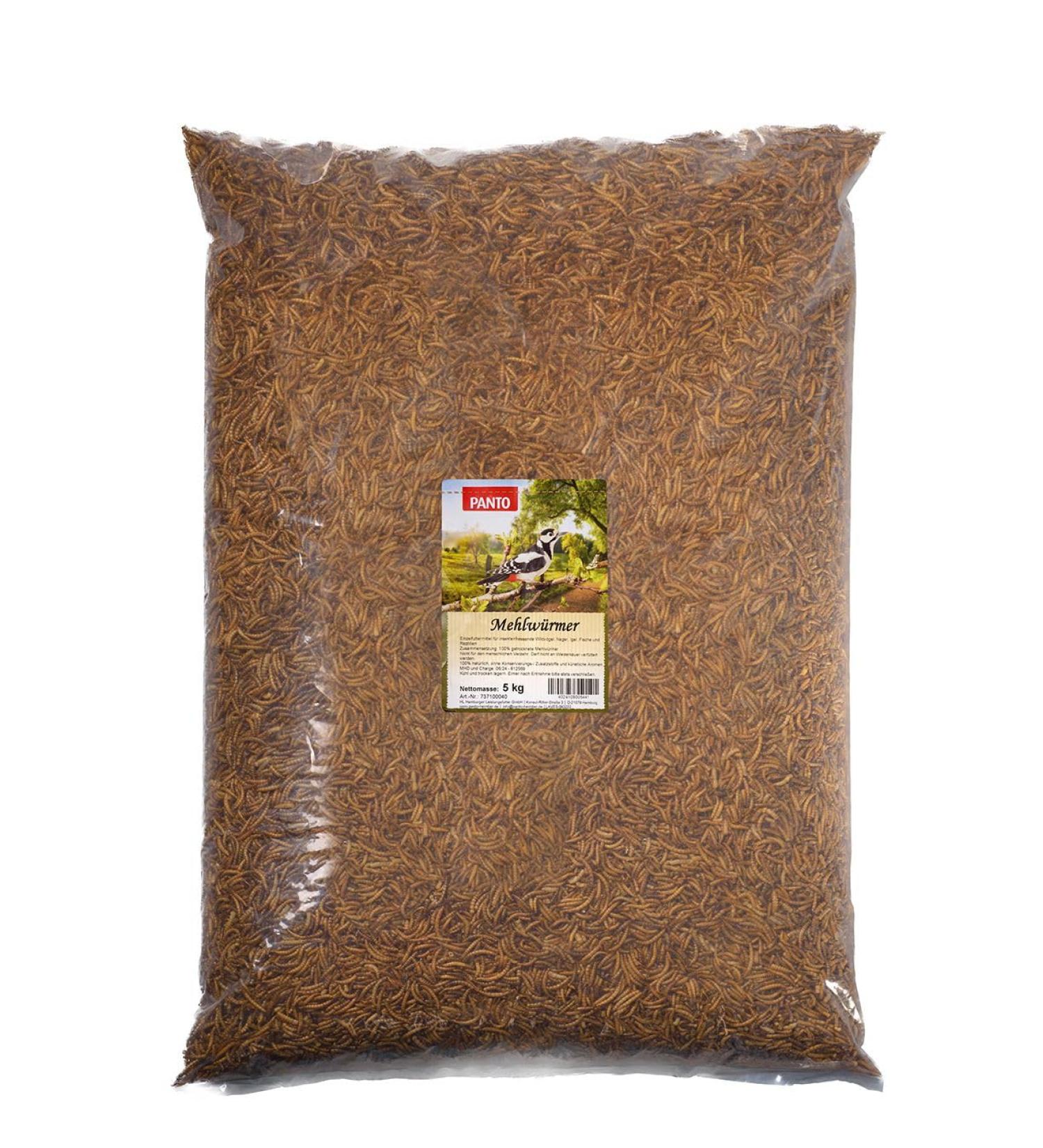 PANTO Mealworms 5 kg | Protein-Rich Wild Bird Food | Dried Mealworms for Birds Rodents Hedgehogs Poultry - Buy Online on GoSupps.com