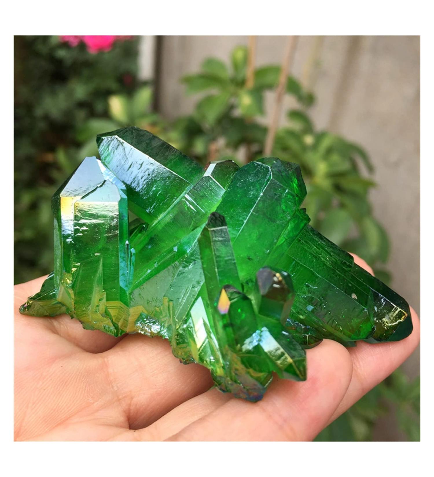 Green Aura Crystal Cluster Angel Aura Titanium Quartz Crystal Stunning Rainbow Specimen Minerals Reiki Full of Texture (Size : 40-50g) - Buy Online on GoSupps.com
