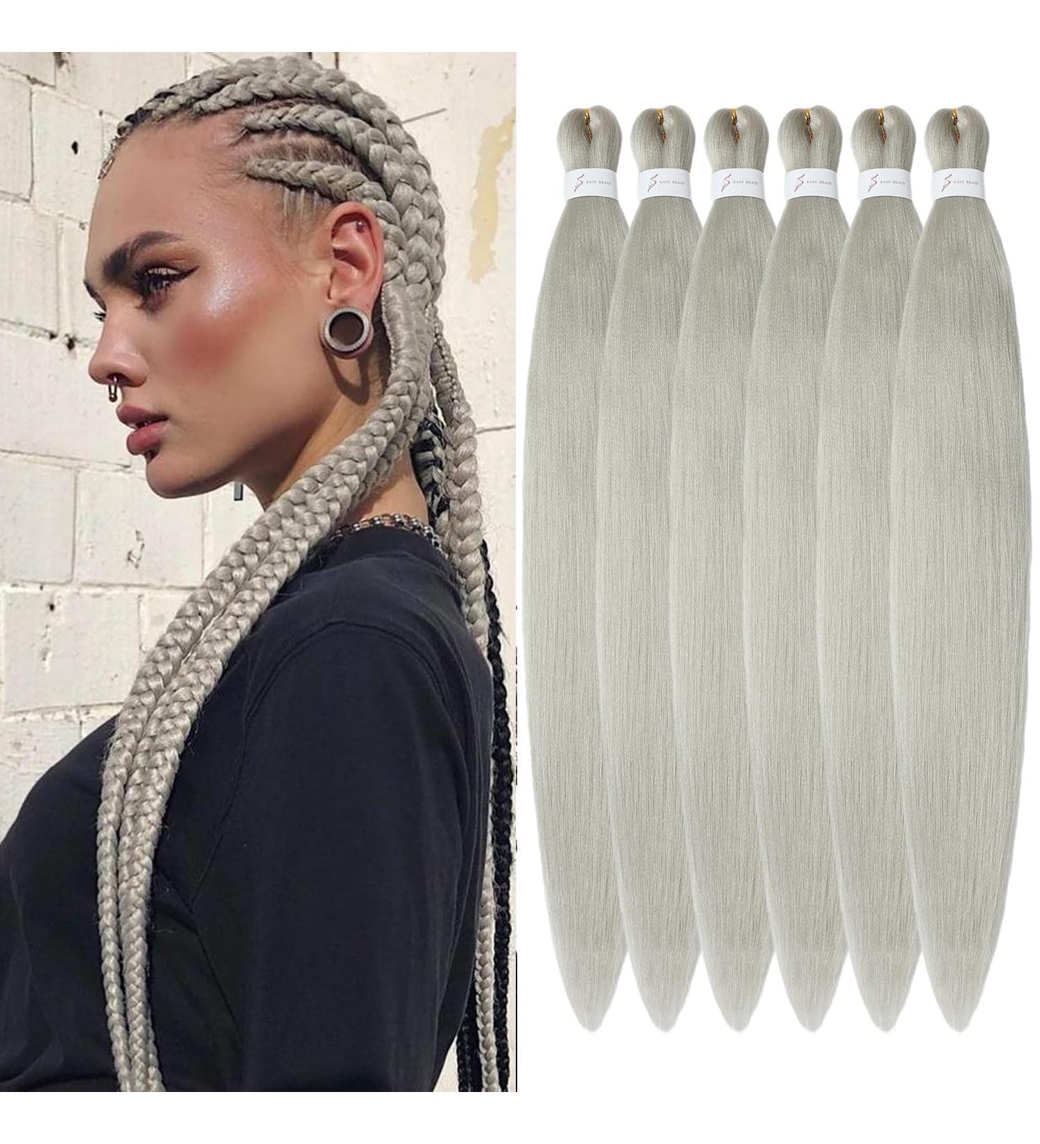 Easy Braid Pre Stretched Braiding Hair - 20 Inch 6 Packs Ginger & Silver# - Yaki Texture Crochet Hair for Box Braids & Hot Water Setting - Synthetic Hair Extensions - Buy Online on GoSupps.com