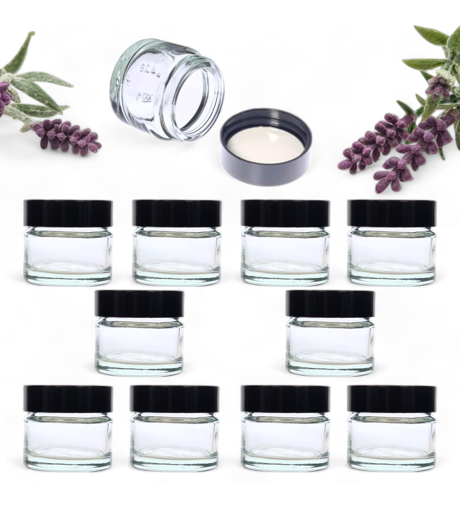 Elegant and Durable 15ml Clear Glass Jars with Airtight Lids - Perfect for Candlemaking Storage DIY Beauty and Gifting - Heat-Resistant Refillable & Stylishly Compact - Set of 10 (Black) - Buy Online on GoSupps.com