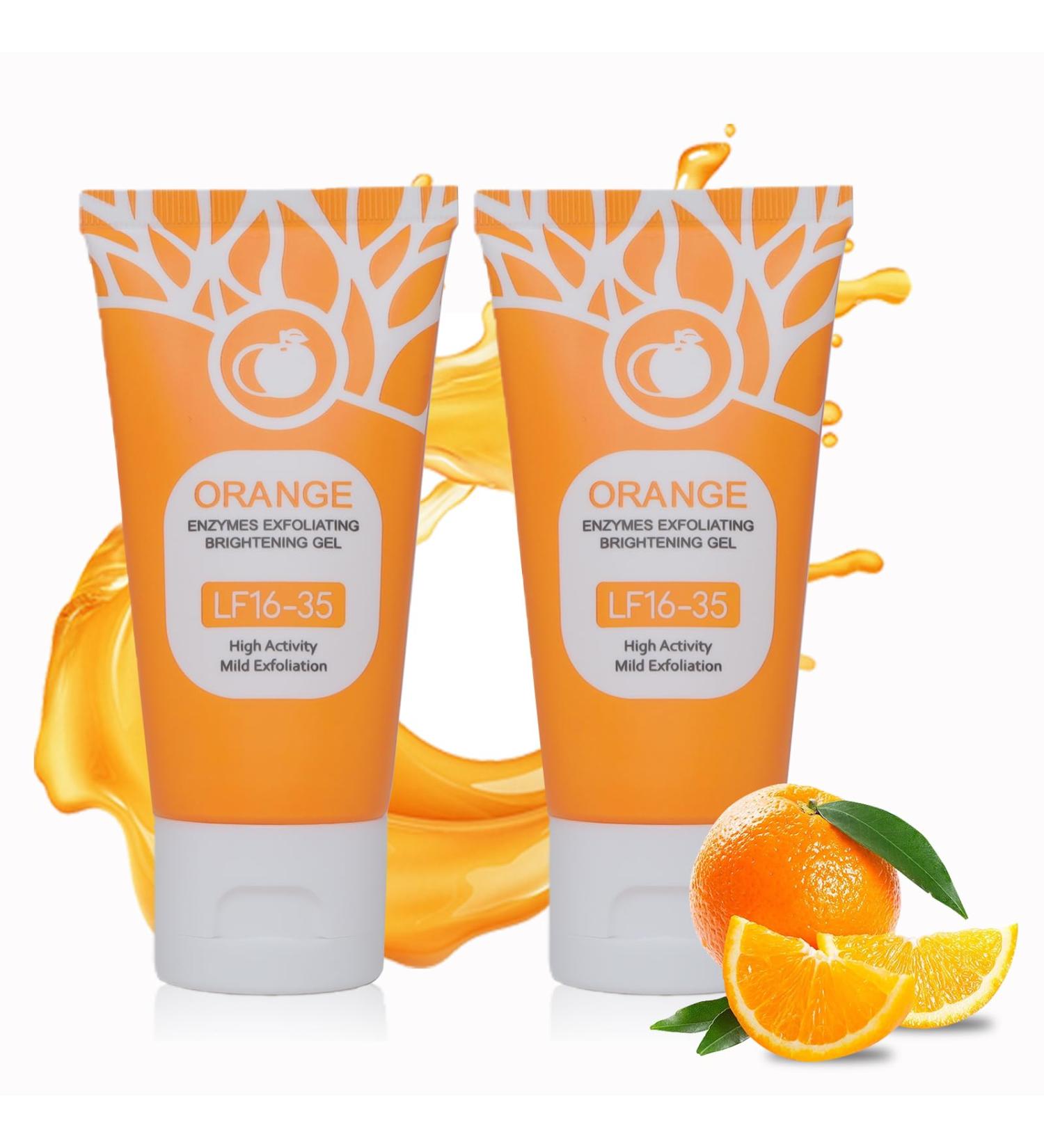 Orange Exfoliating Gel for Face & Body - 2-Pack Gentle Daily Peel Scrub Deep Cleans Pores Removes Blackheads & Moisturizes Skin for All Skin Types (1.7Fl Oz Each) - Buy Online on GoSupps.com