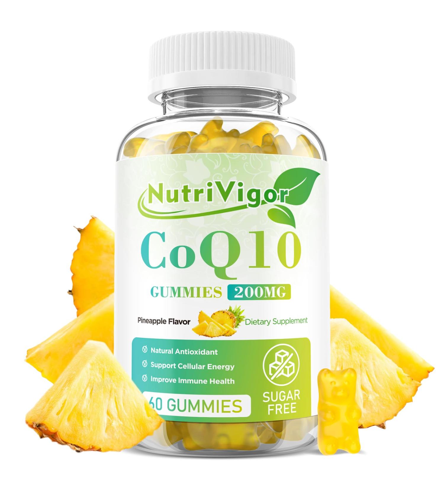 CoQ10 Gummies Coenzyme Q10 Supplement 200 mg High Absorption CoQ10 Supplement for Cellular Energy and Immune Health Vegan Gluten Free Pineapple Flavor 60 Count Pineapple 60 Count (Pack of 1) - Buy Online on GoSupps.com