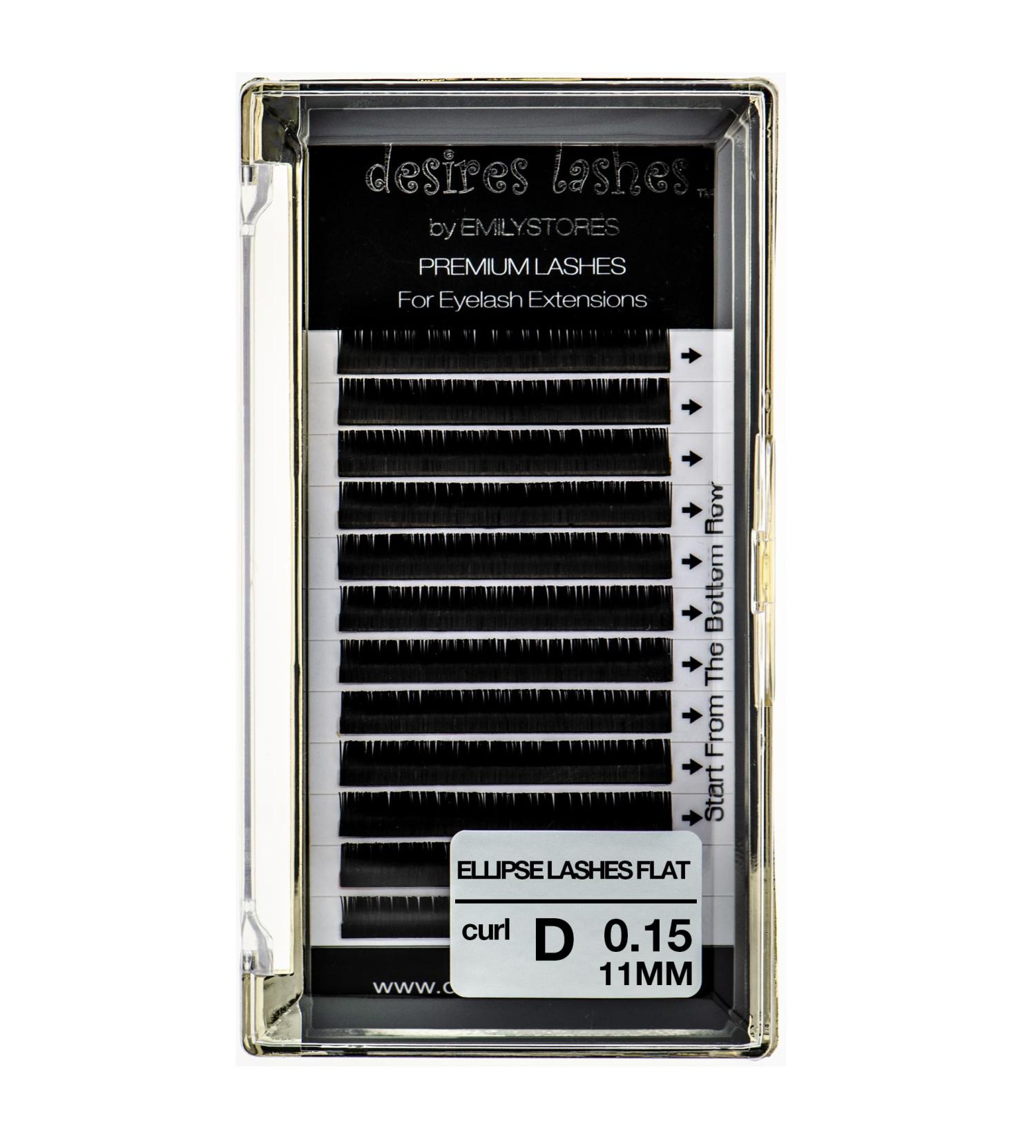 Buy DESIRES LASHES by EMILYSTORES - 0.15mm Flat D Curl Ellipse Eyelashes Extensions (11mm) - Premium Quality Lash Extensions for Perfect Lash Looks - Buy Online on GoSupps.com