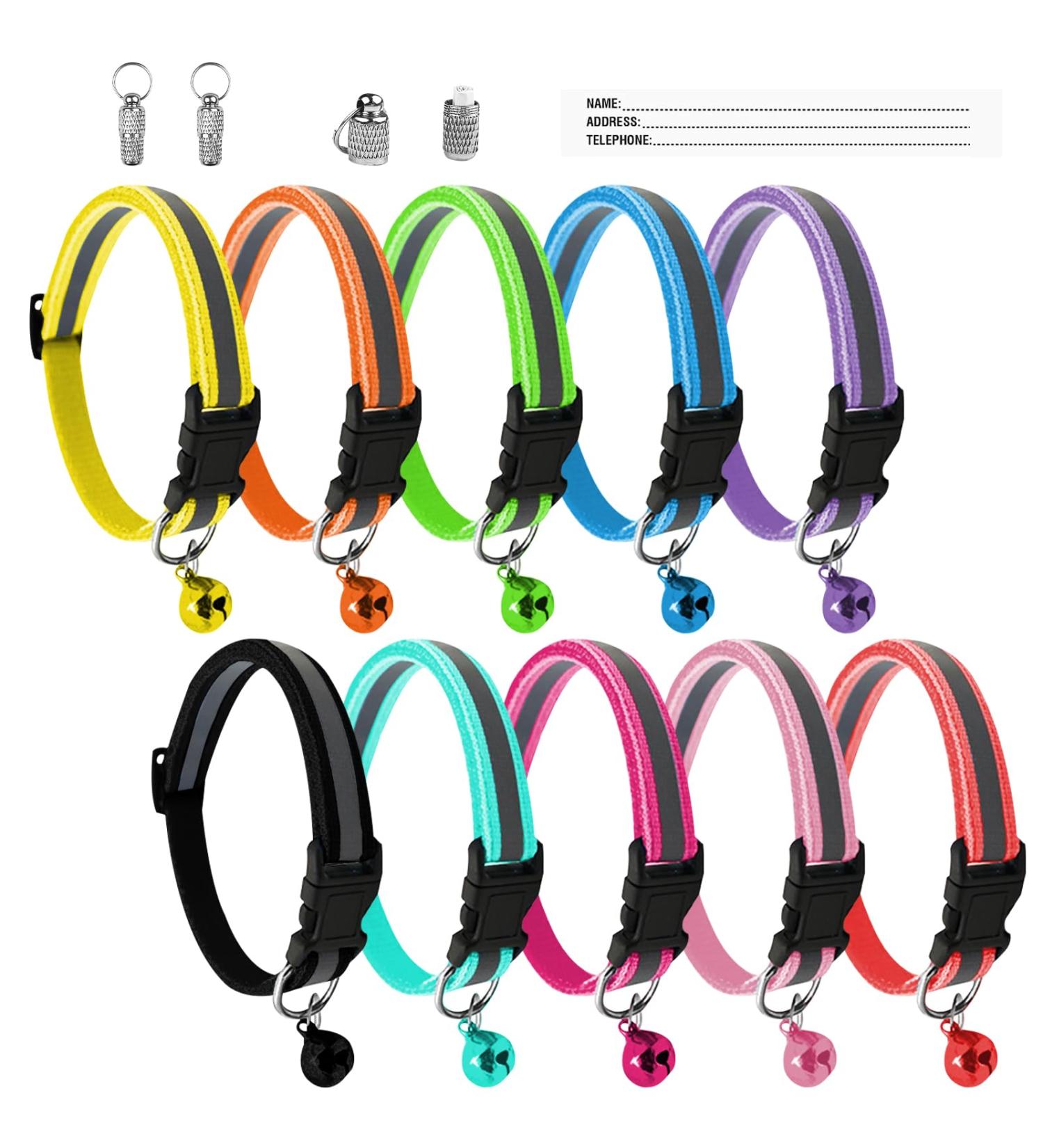 Buy Magrimaxio 10-Piece Adjustable Cat Collars | Personalized Reflective Collars with Safety Clasp & Bell | International Shipping - Buy Online on GoSupps.com