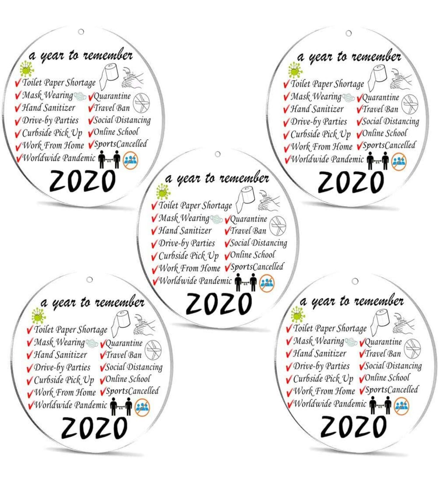 2020 Year of Quarantine Christmas Tree Ornament - Double-Sided Printed Acrylic Decoration for Family & Friends - Buy Online on GoSupps.com