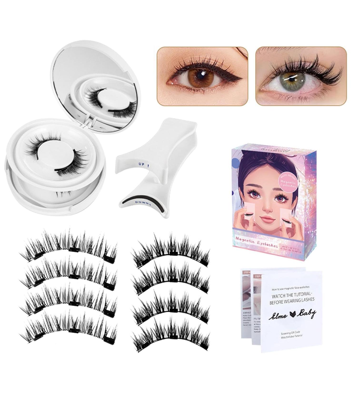 Uhngw Magnetic Lashes Kit Women Magnetic Fake Lashes Natural Looking | Magnetic Reusable Fake Eye Lash for Business Trip Traveling - Buy Online on GoSupps.com