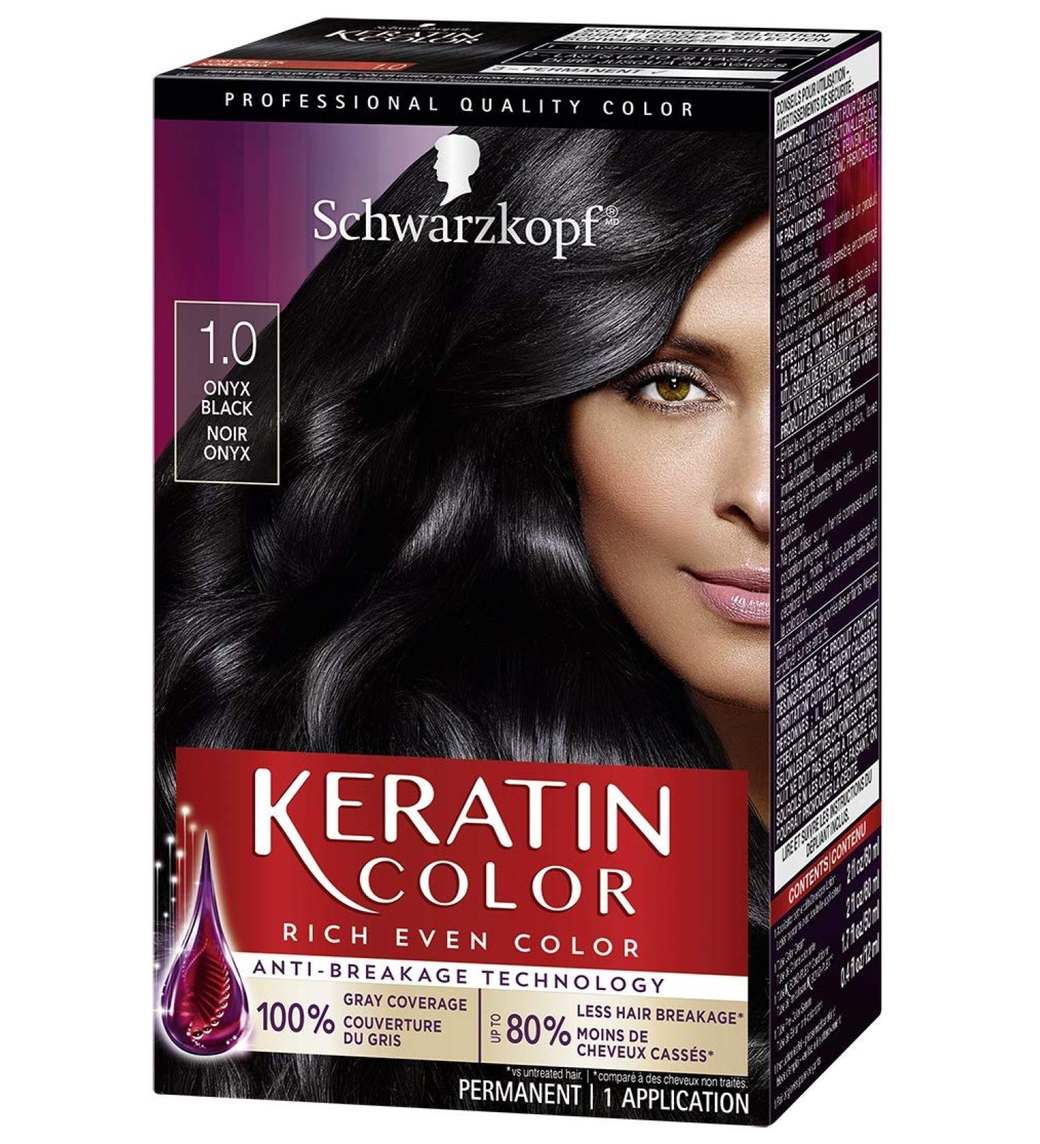 Schwarzkopf Keratin Color 1.0 Black Onyx Permanent Hair Color Cream - Buy Online on GoSupps.com