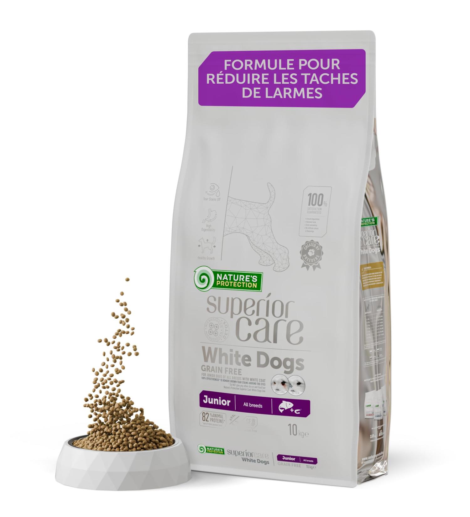 Nature's Protection Superior Care Complete Dry Food for Junior Dogs (3 to 12 Months) All White-Haired Breeds (Maltese Bichon Frise etc.) I Grain-Free I Salmon 10 kg - Buy Online on GoSupps.com