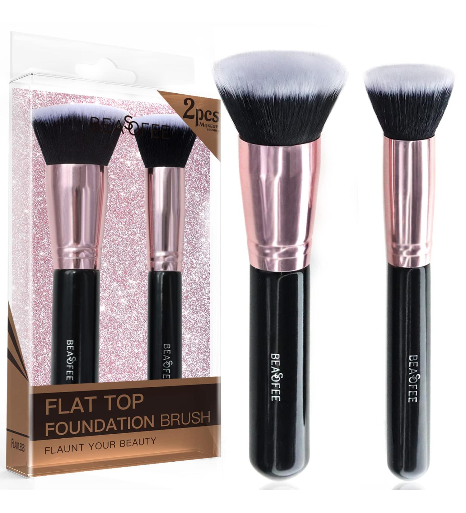 Flat Top Kabuki Foundation Brush Set - Premium Makeup Brushes for Liquid, Cream, Concealer, Mineral Powder - 04black - Buy Online on GoSupps.com
