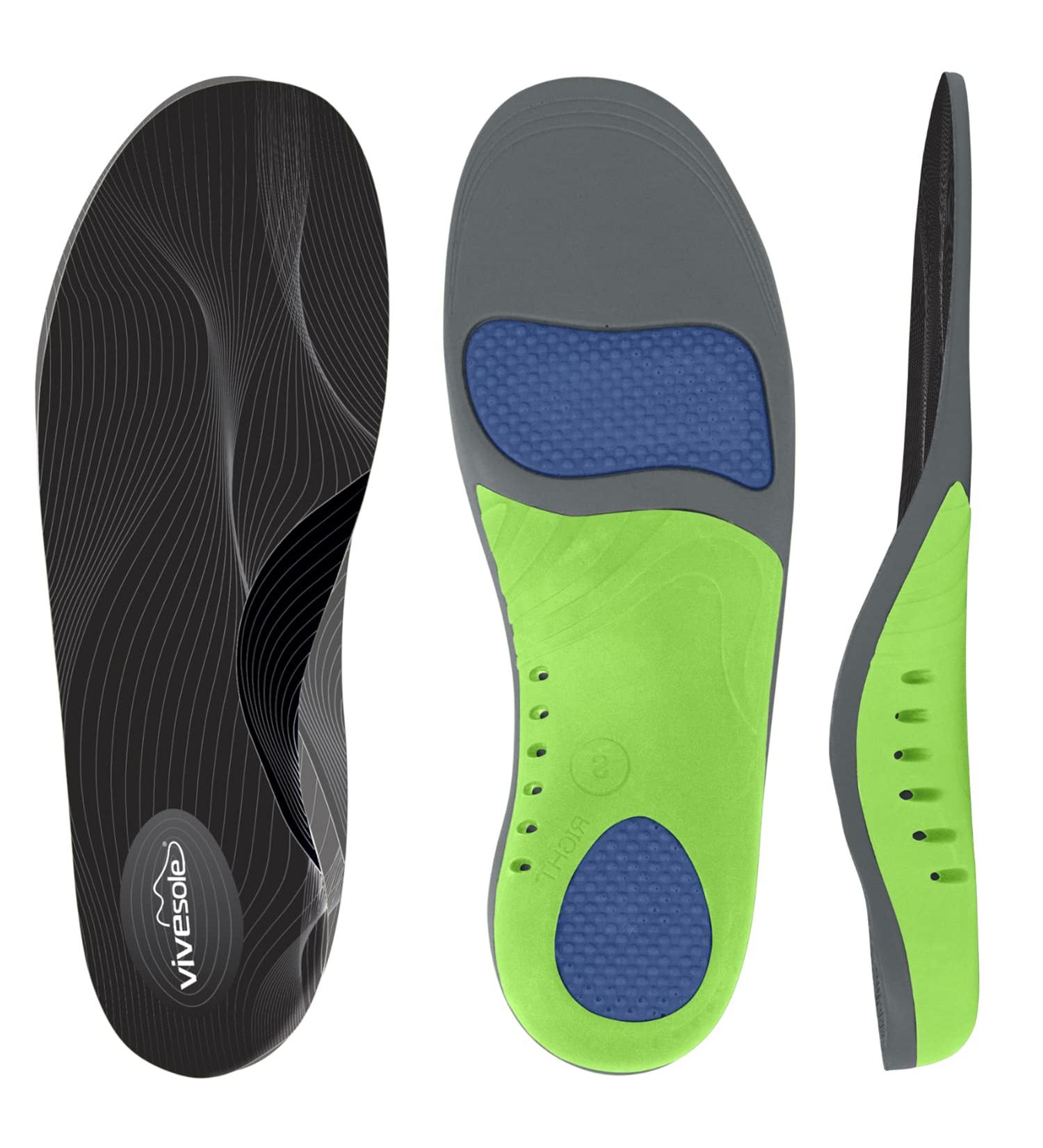 ViveSole Heavy Duty Gel Insoles for Plantar Fasciitis Relief - Arch Support Shoe Inserts for Men and Women - Large Black (1 Pair) - Buy Online on GoSupps.com
