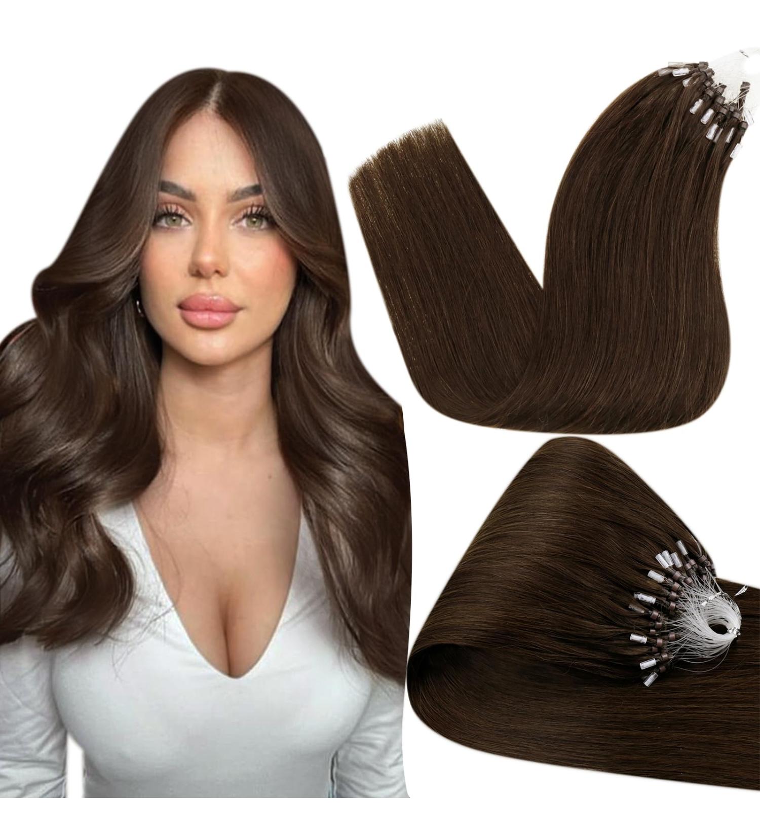 Hetto Microring Extensions - Real Brown Remy Hair Smooth 40cm & 50cm Dark Brown #4 - International Shipping Available - Buy Online on GoSupps.com