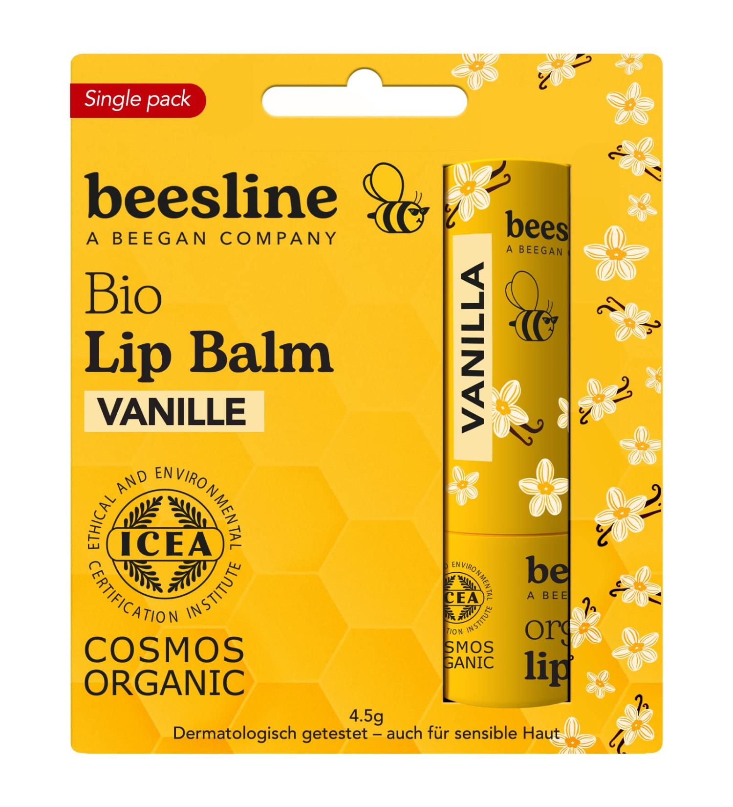 Beesline Organic Lip Balm Vanilla - High-Quality Beeswax Lip Balm for Dry Lips | Beegan & Aromatic Moisture - Buy Online on GoSupps.com