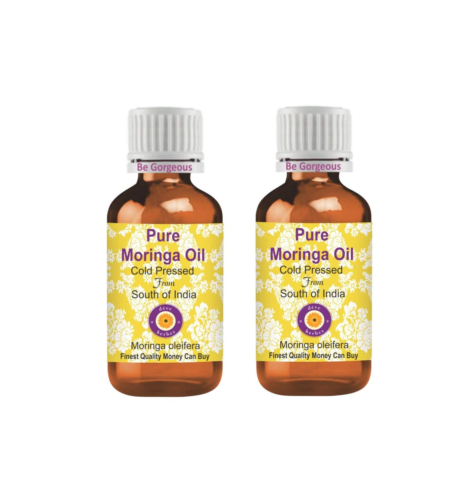 Deve Herbes Pure Moringa Oil Moringa oleifera 100 Natural Therapeutic Grade Cold Pressed Pack of Two 2 x 100 ml - Buy Online on GoSupps.com