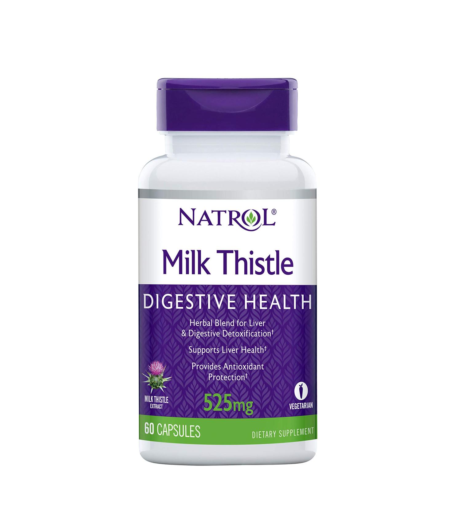 Natrol Milk Thistle 525 mg - 60 Capsules for Liver Support & Detox - Buy Online on GoSupps.com